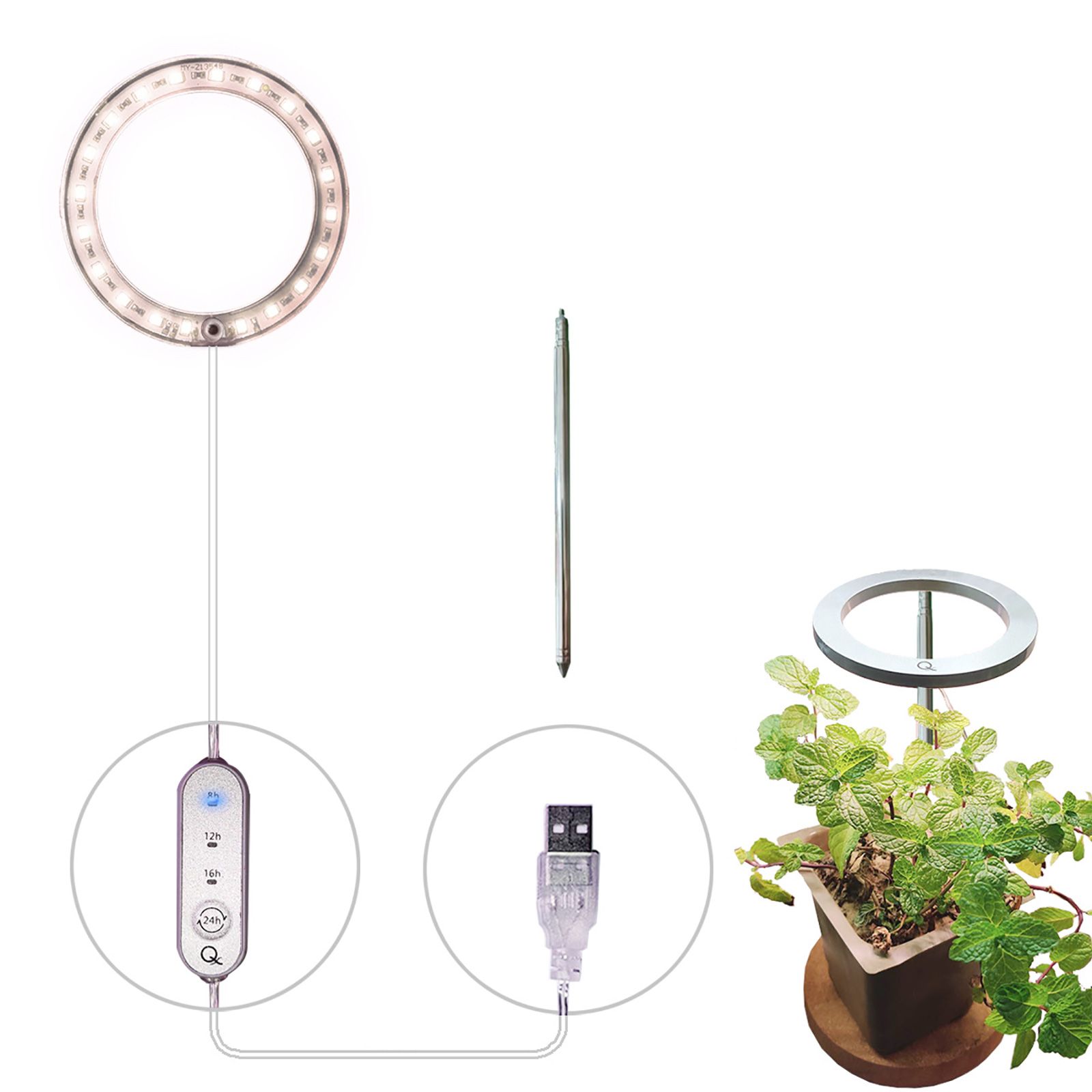 LED Grow Light ABS 5V 53.55lm/w Single Head Yellow Full Spectrum Plant Grow Light - Image 1