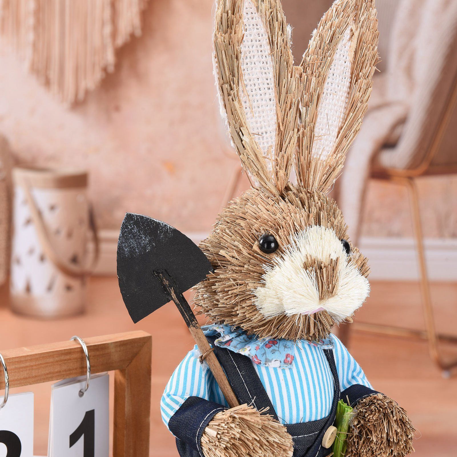 Rustic Easter Home Decor - Bunny Figurine Party Supplies - Image 4