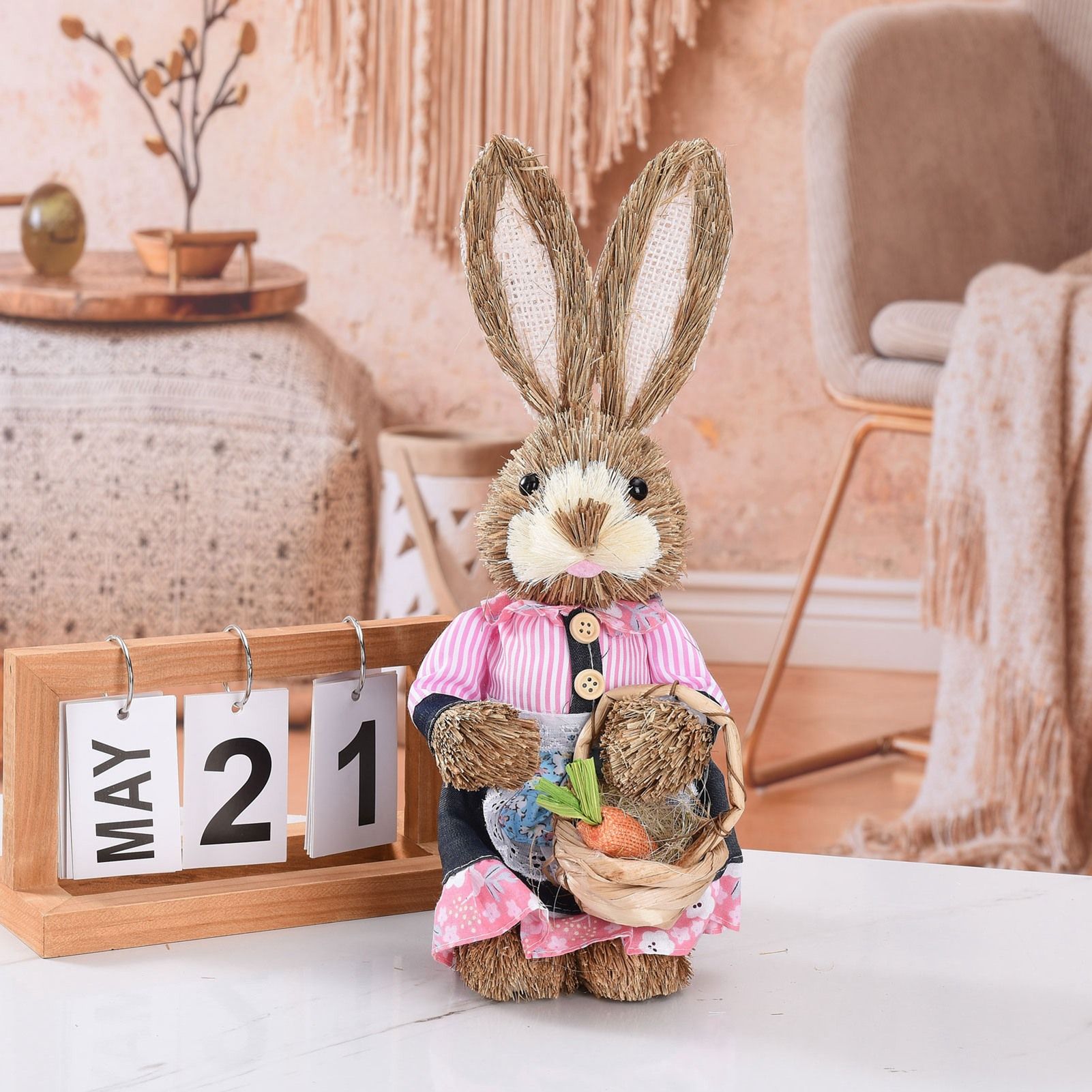 Rustic Easter Home Decor - Bunny Figurine Party Supplies - Image 6