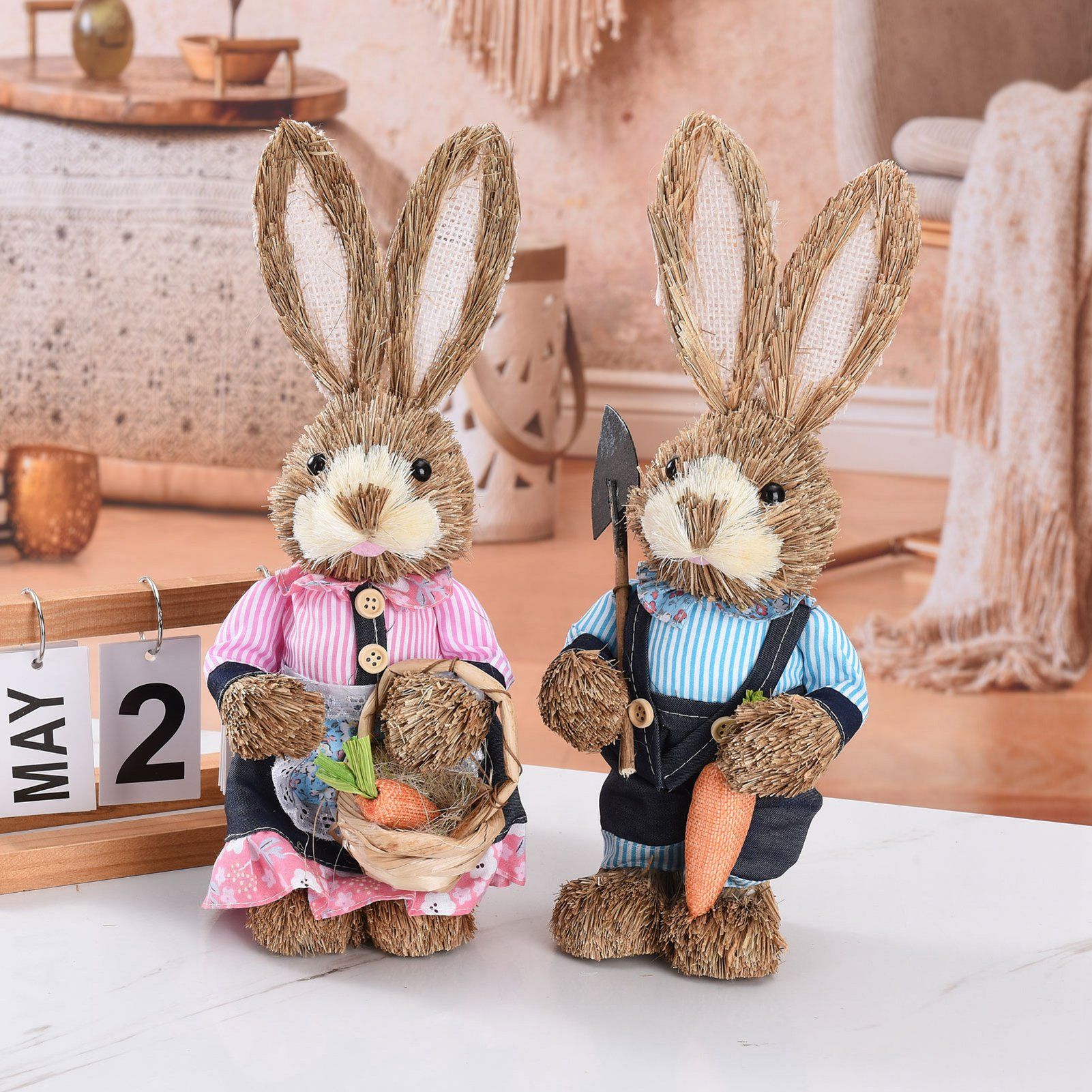 Rustic Easter Home Decor - Bunny Figurine Party Supplies - Image 7