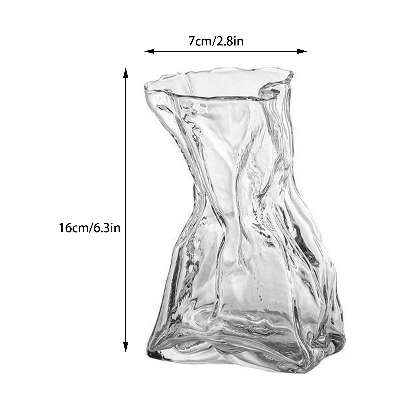 Pleated Glass Vase Light Luxury Hydroponic Vase Living Room Dining Table Dried Flower Vase Flower Arrangement Ornaments - Image 2