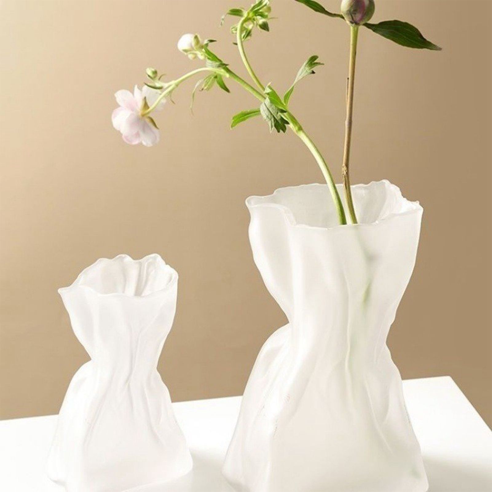Pleated Glass Vase Light Luxury Hydroponic Vase Living Room Dining Table Dried Flower Vase Flower Arrangement Ornaments - Image 6