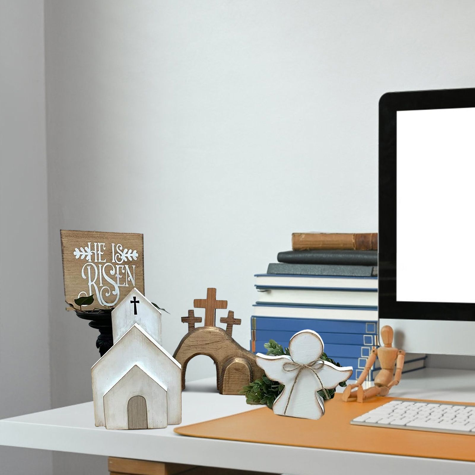 Easter Wooden Angel House Laminated Tray Decoration - Image 3
