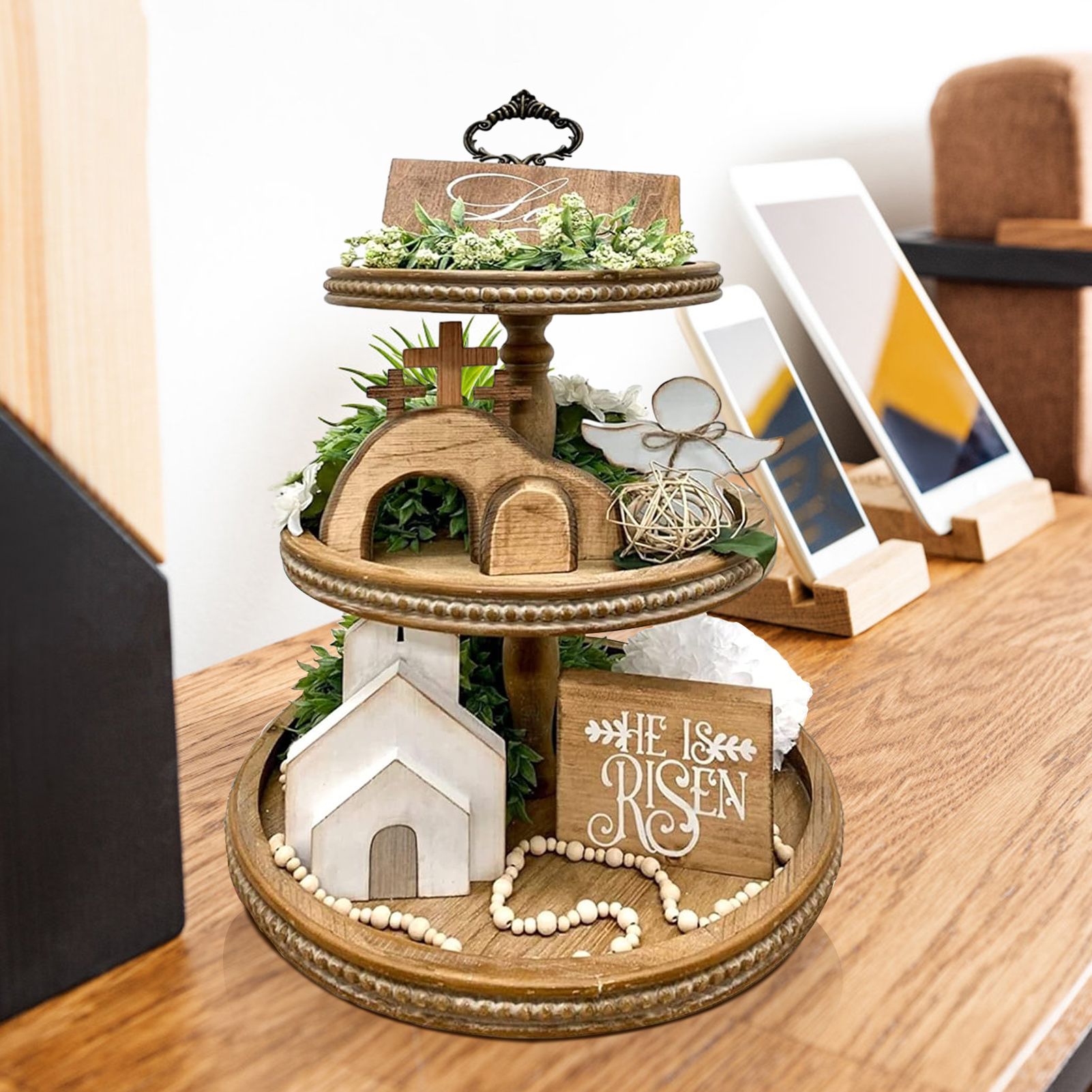Easter Wooden Angel House Laminated Tray Decoration - Image 4