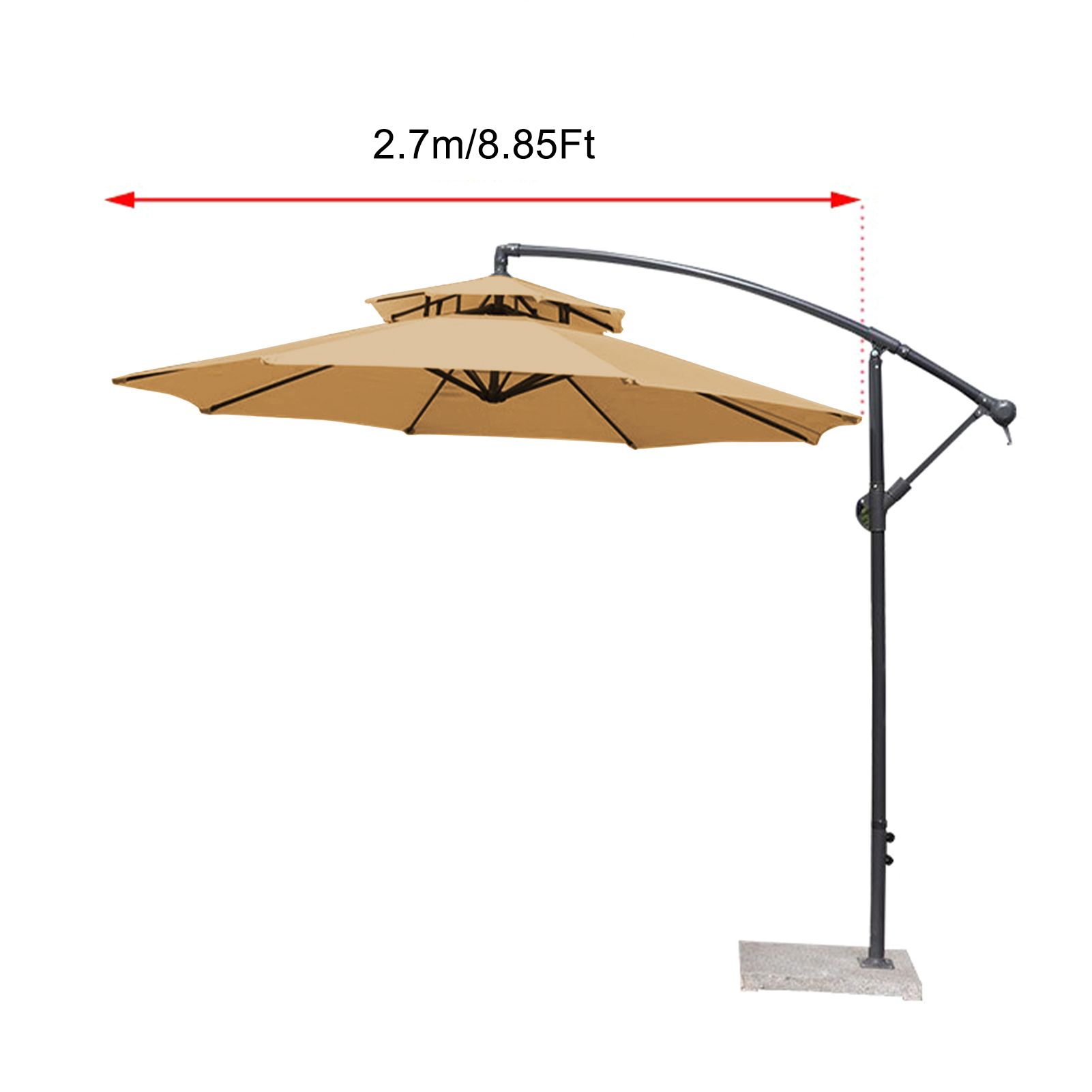 2.7m Double Top Sunshade Umbrella Cloth Replace Outdoor Courtyard Garden Umbrella Surface Replace Rainproof Sunshade Cloth - Image 7