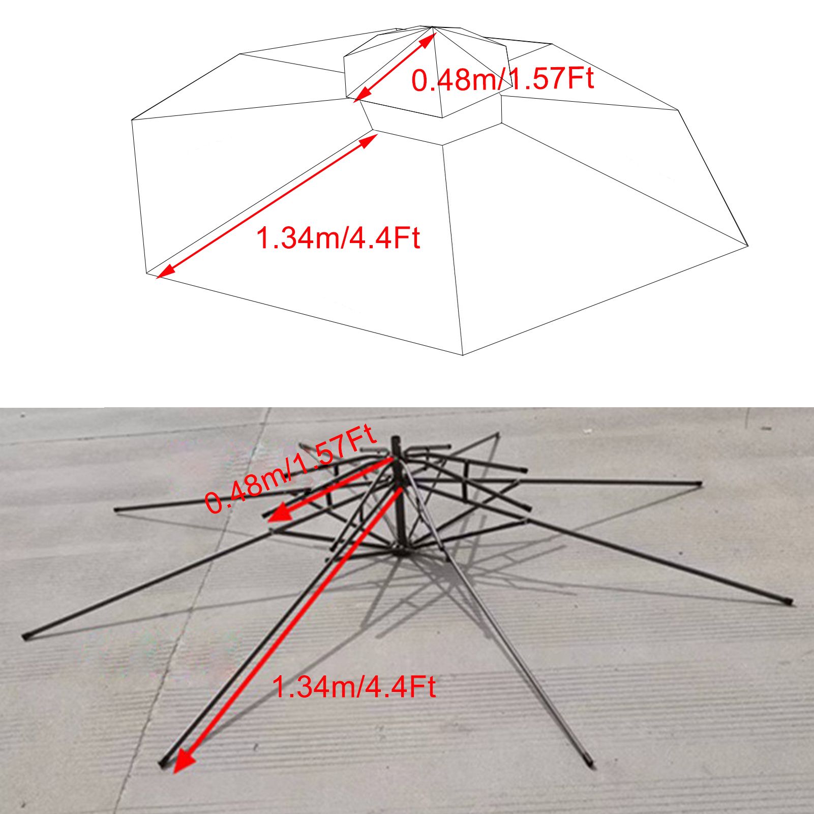 2.7m Double Top Sunshade Umbrella Cloth Replace Outdoor Courtyard Garden Umbrella Surface Replace Rainproof Sunshade Cloth - Image 8