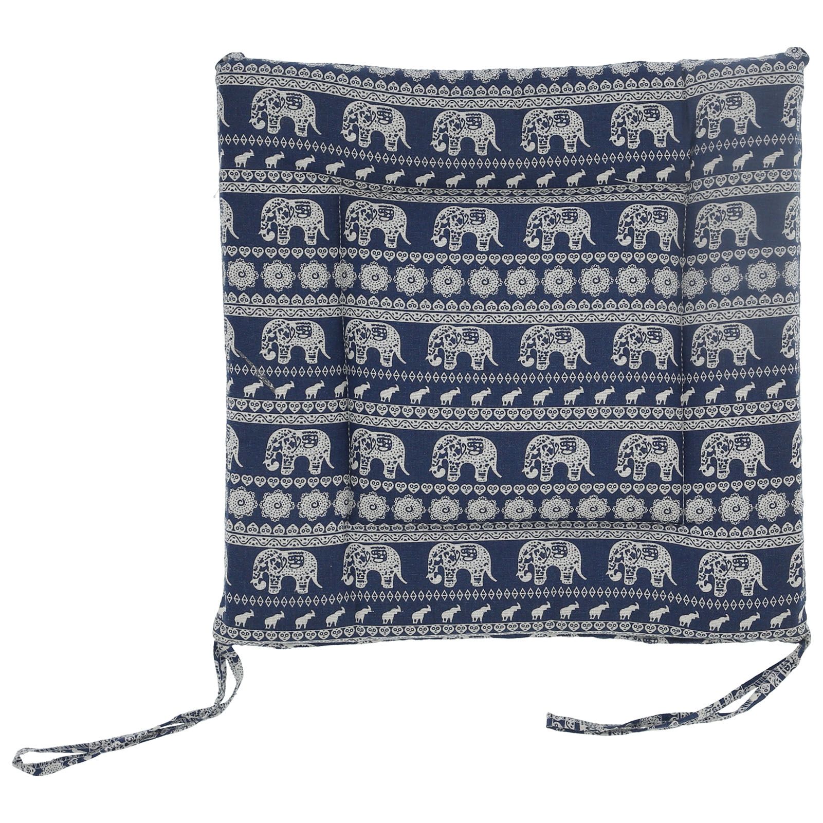 Chair Cushion Simple Pure Cotton Linen Thick NonSlip Soft Seat Cushion for Floor(Blue Elephant ) - Image 1