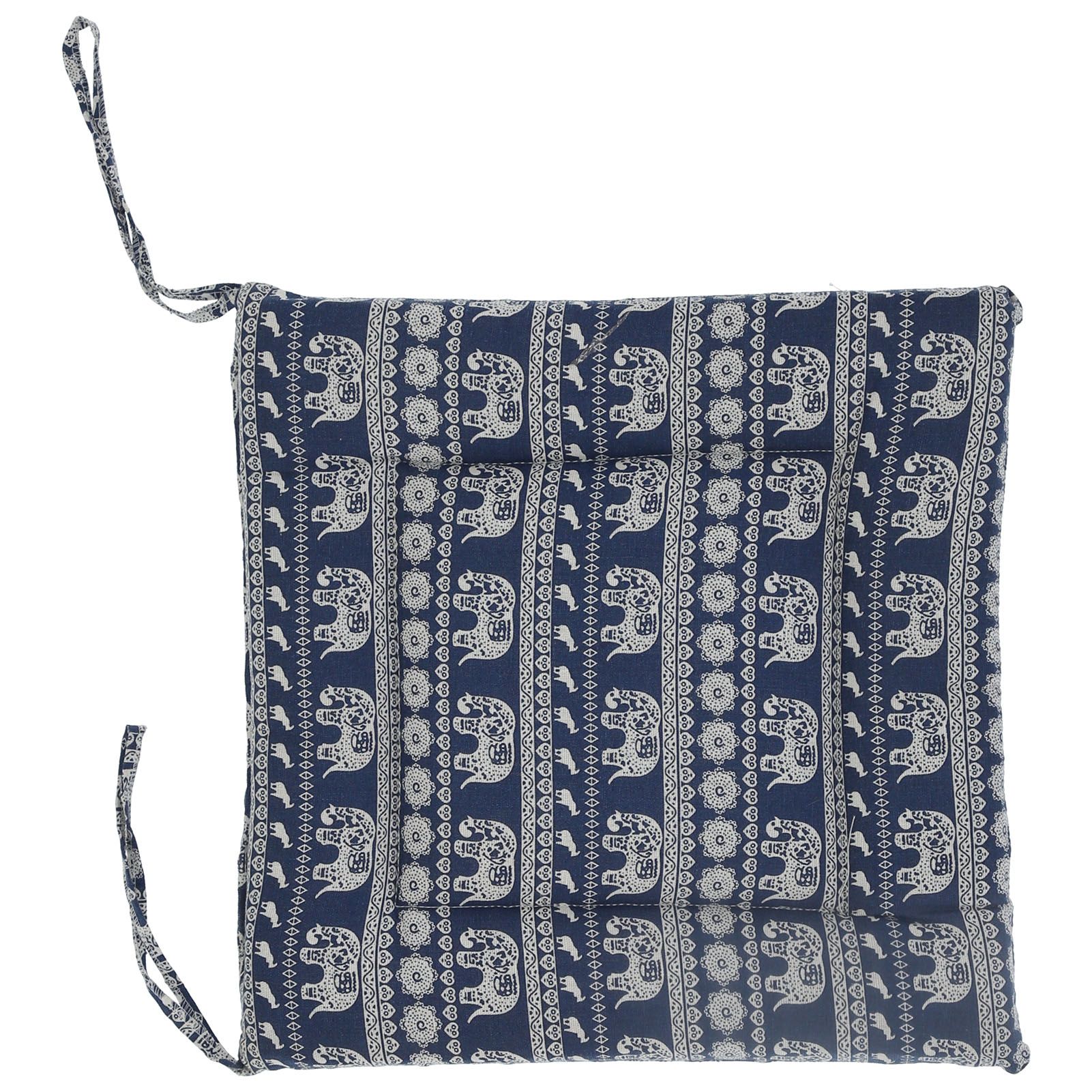Chair Cushion Simple Pure Cotton Linen Thick NonSlip Soft Seat Cushion for Floor(Blue Elephant ) - Image 2