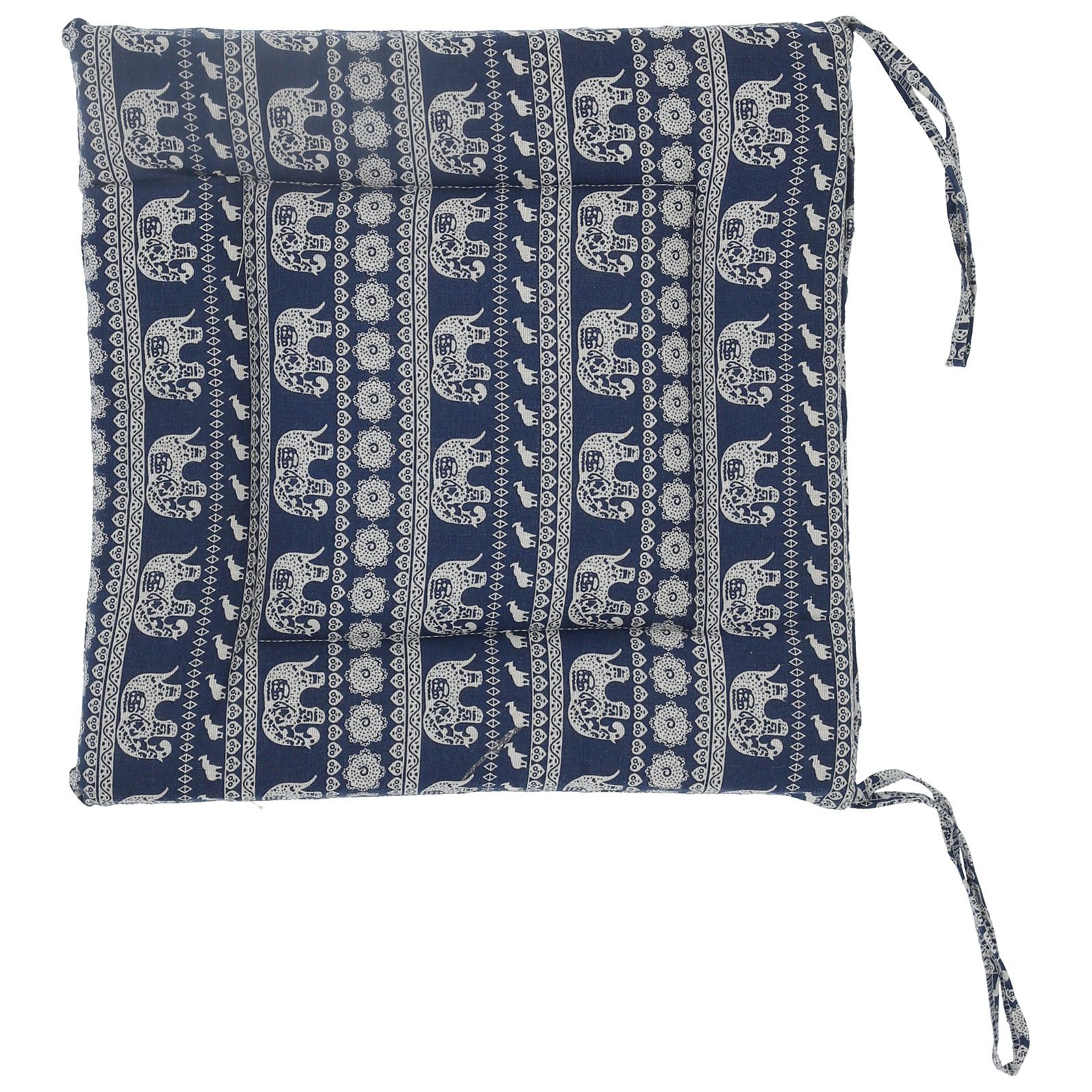 Chair Cushion Simple Pure Cotton Linen Thick NonSlip Soft Seat Cushion for Floor(Blue Elephant ) - Image 3