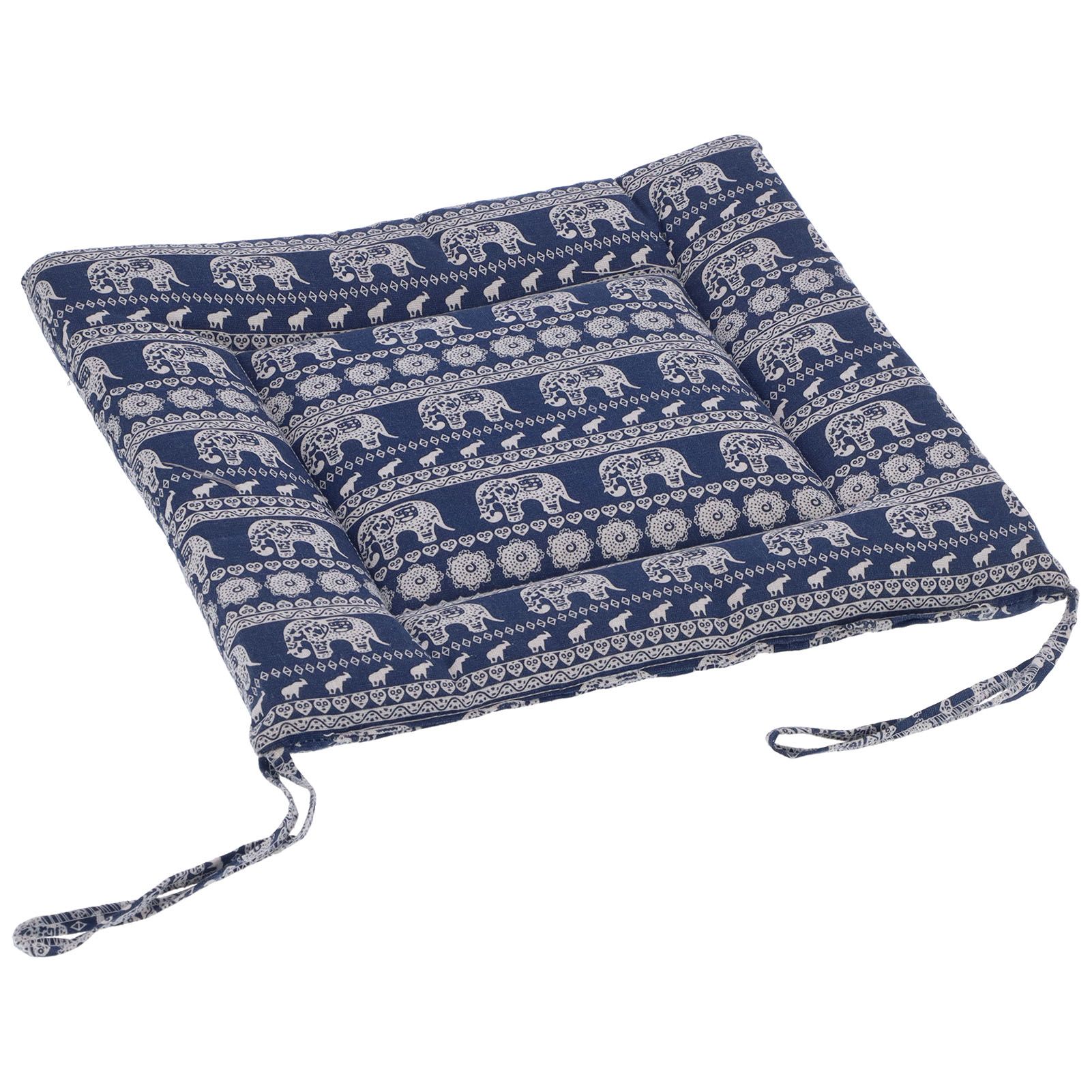 Chair Cushion Simple Pure Cotton Linen Thick NonSlip Soft Seat Cushion for Floor(Blue Elephant ) - Image 5