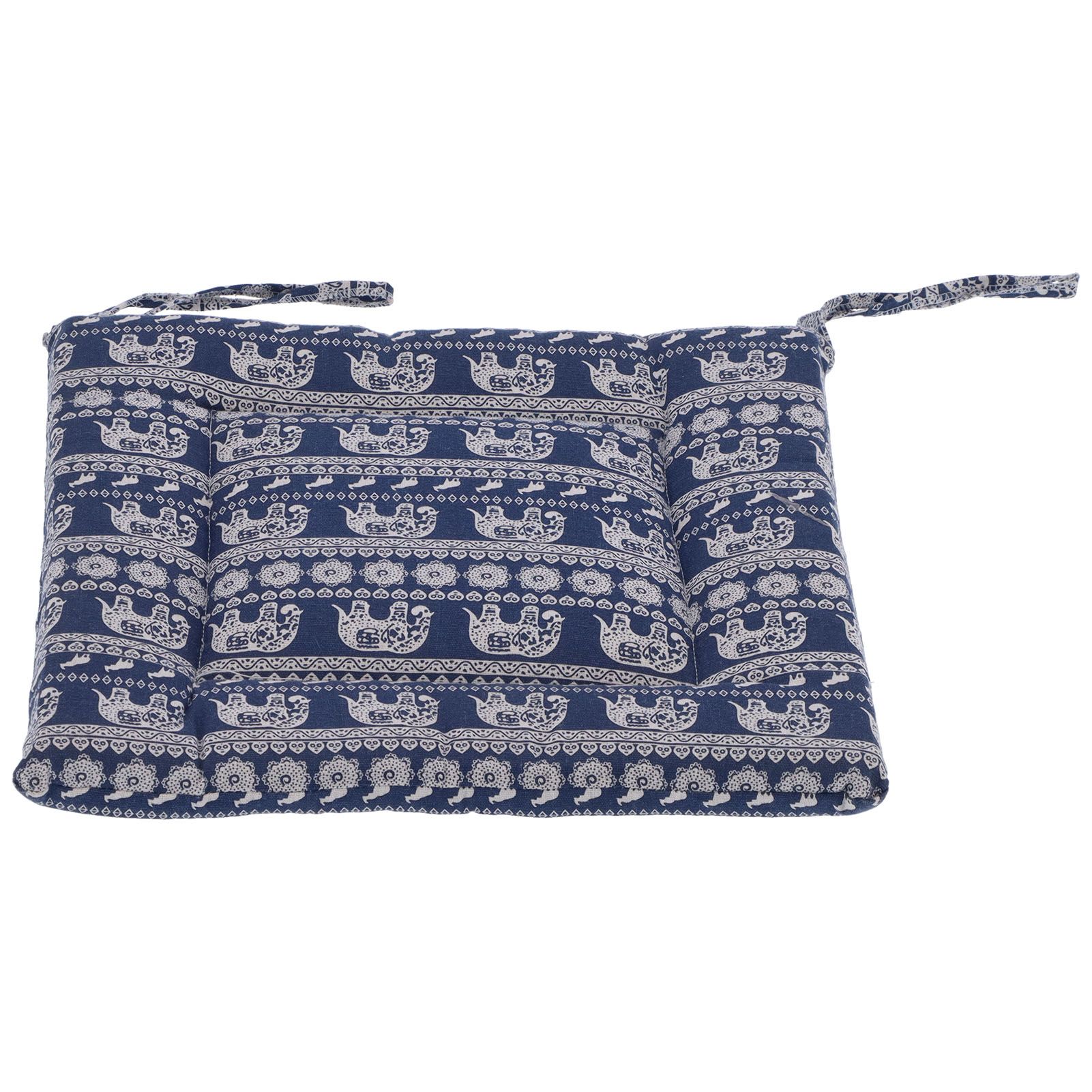 Chair Cushion Simple Pure Cotton Linen Thick NonSlip Soft Seat Cushion for Floor(Blue Elephant ) - Image 7