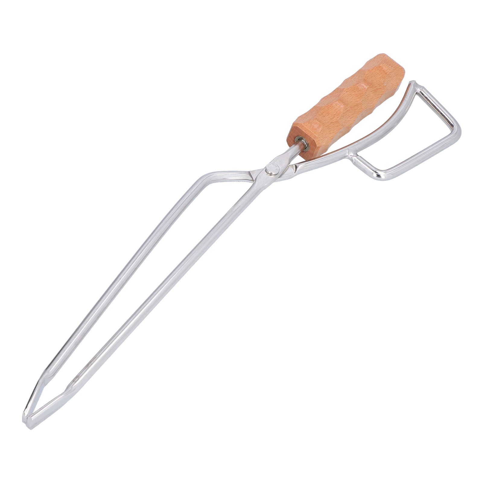 Log Tongs Beech Wood Handle Stainless Steel Clamp High Temperature Resistance Fire Tong for Outdoor Camping Picnic - Image 1