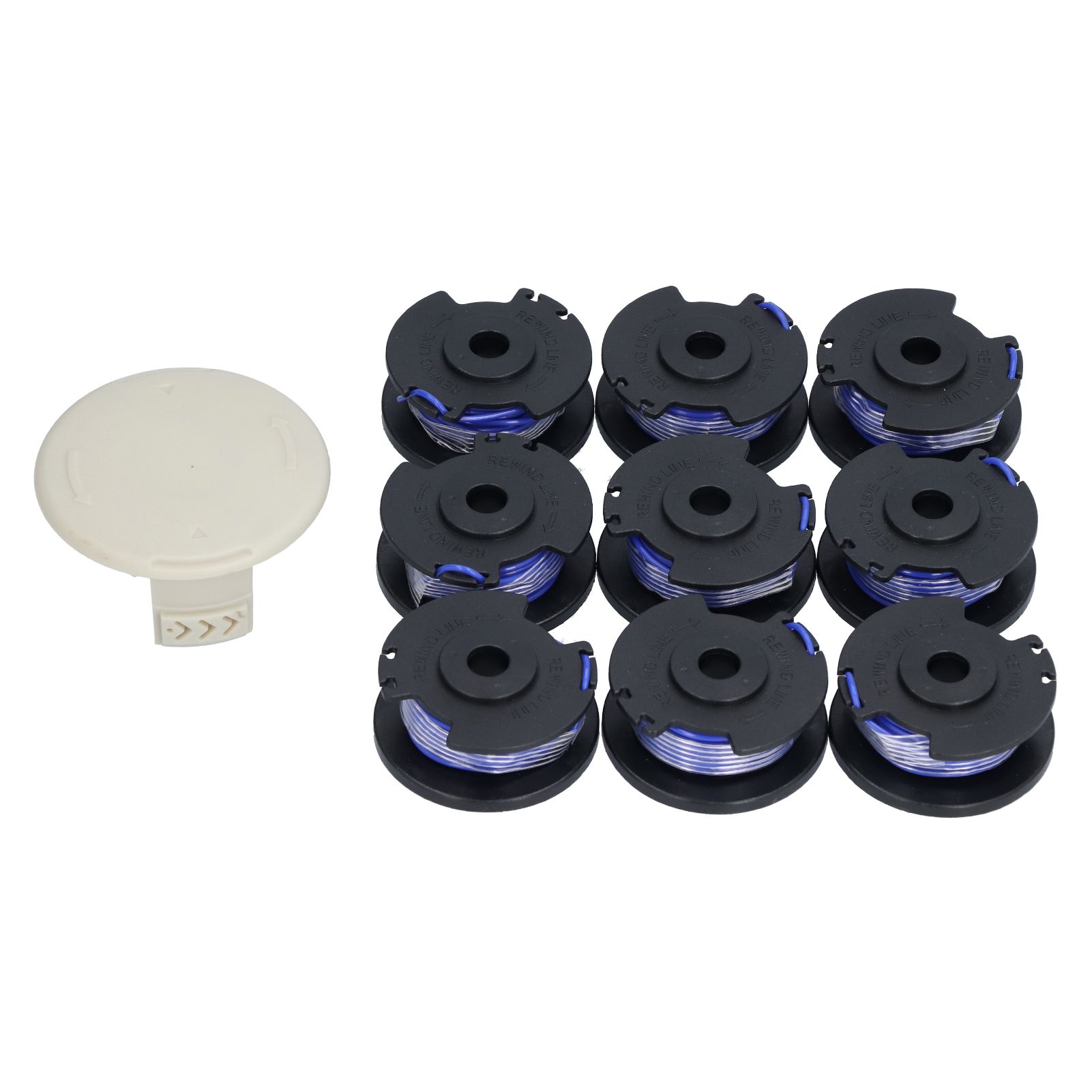 9Pcs Trimmer Spool Line with Cap Replacement Parts Fit for Ryobi 18/24/40V Lawn Mower - Image 1