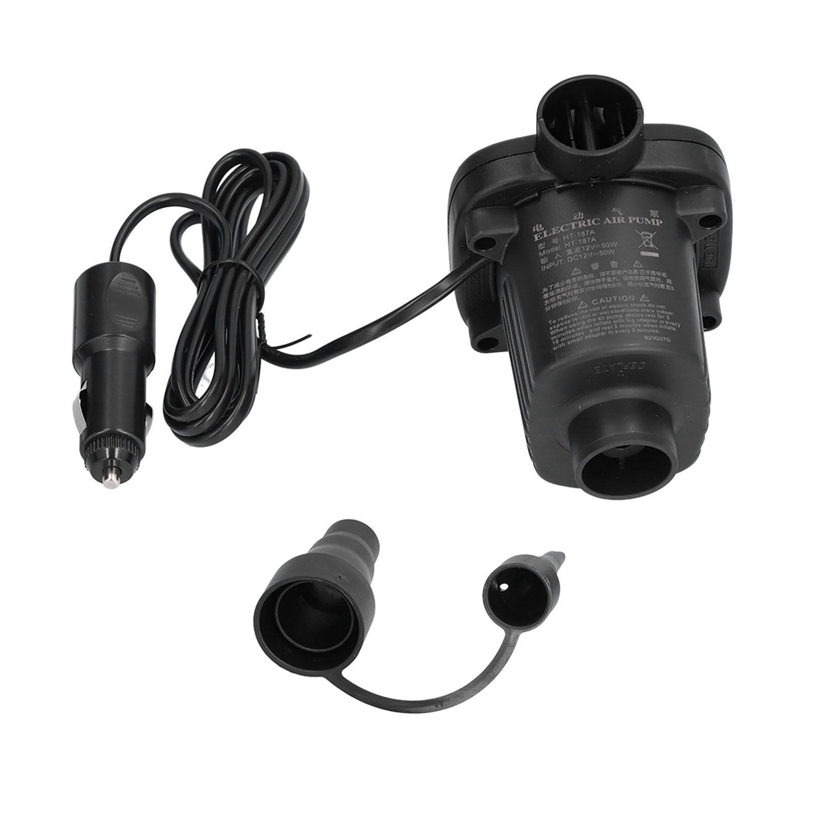 Air Pump DC12V Power 50W 2 Functional Nozzles Light Weight Inflator Pump for Rubber Boat - Image 1