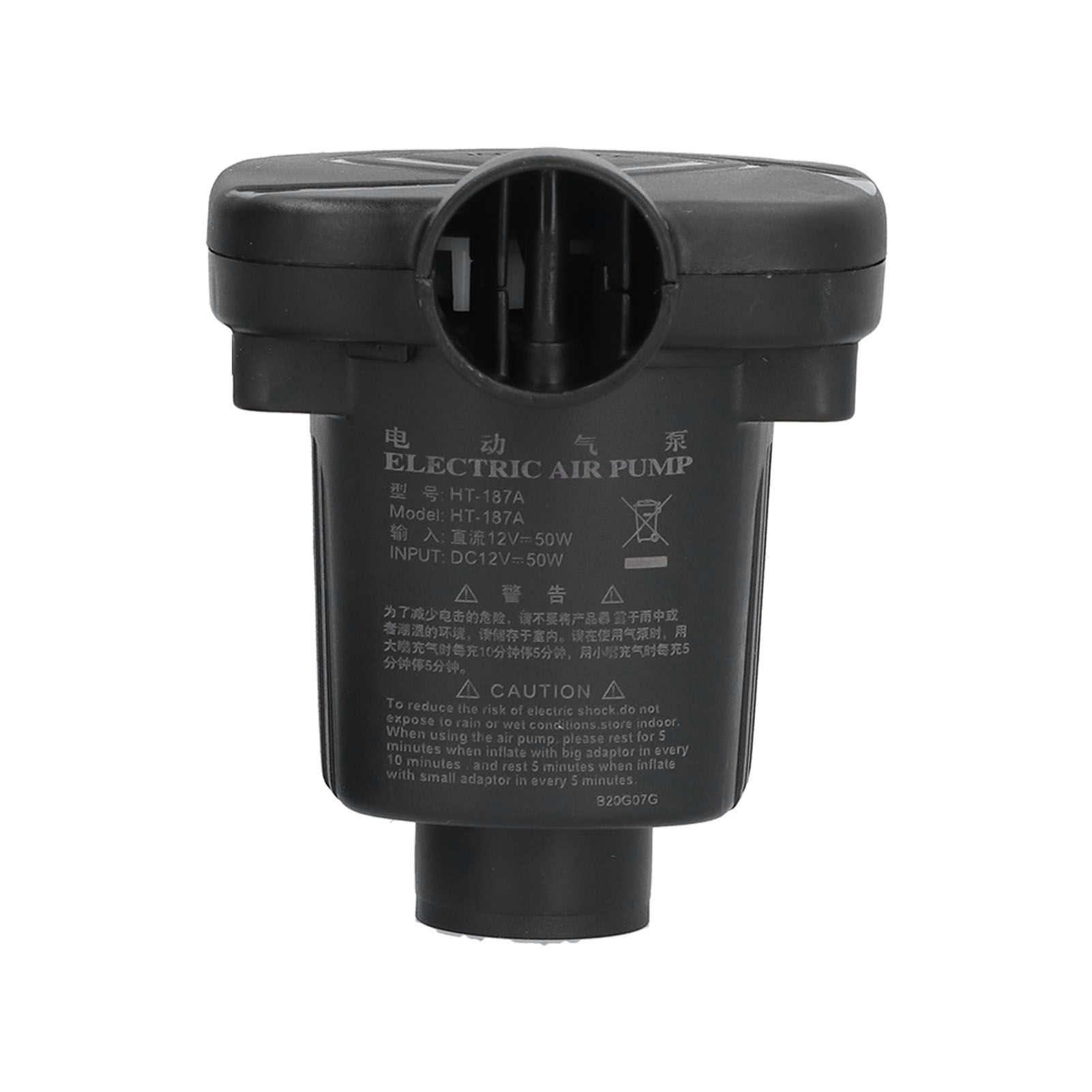 Air Pump DC12V Power 50W 2 Functional Nozzles Light Weight Inflator Pump for Rubber Boat - Image 3