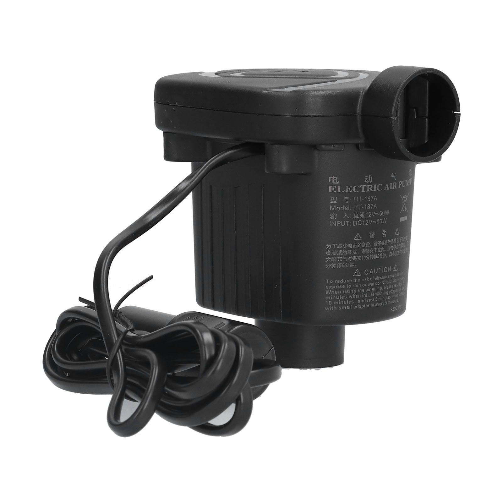 Air Pump DC12V Power 50W 2 Functional Nozzles Light Weight Inflator Pump for Rubber Boat - Image 8