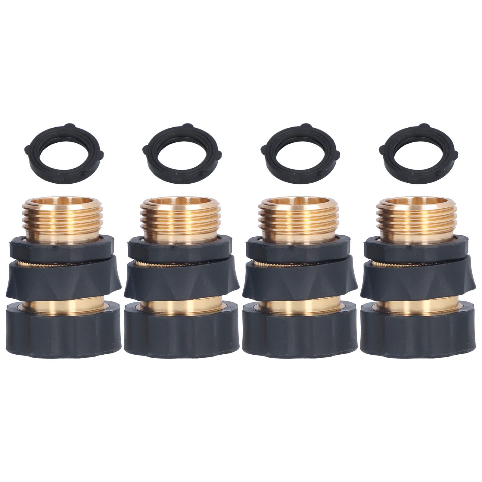 4Set Universal Hose Quick Connectors with Gaskets Brass Adapter Fittings Leakproof for Garden Irrigation - Image 1