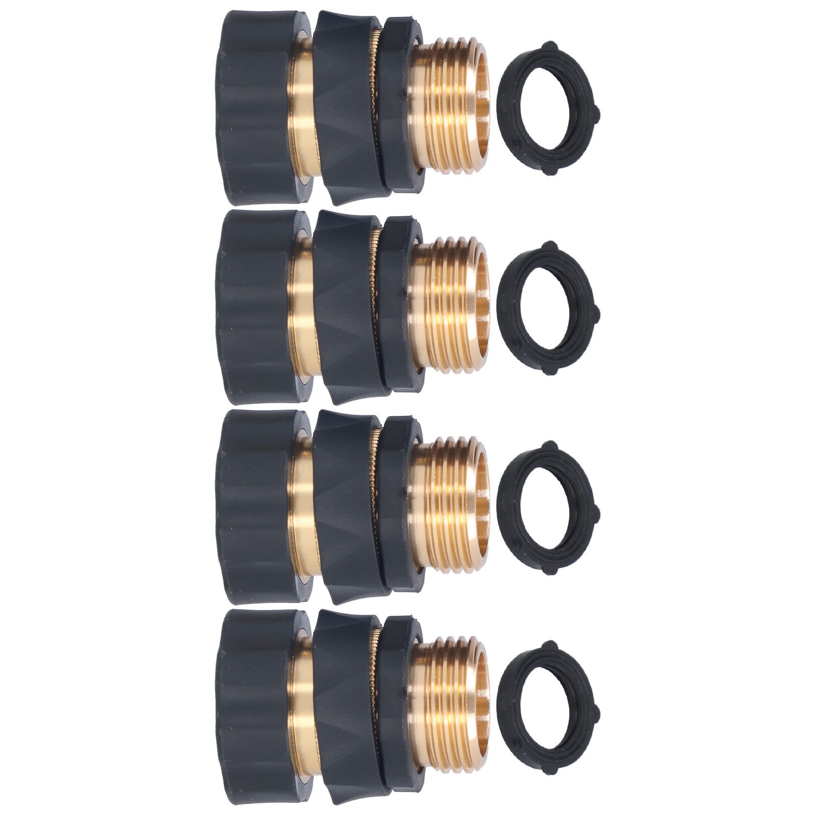 4Set Universal Hose Quick Connectors with Gaskets Brass Adapter Fittings Leakproof for Garden Irrigation - Image 3