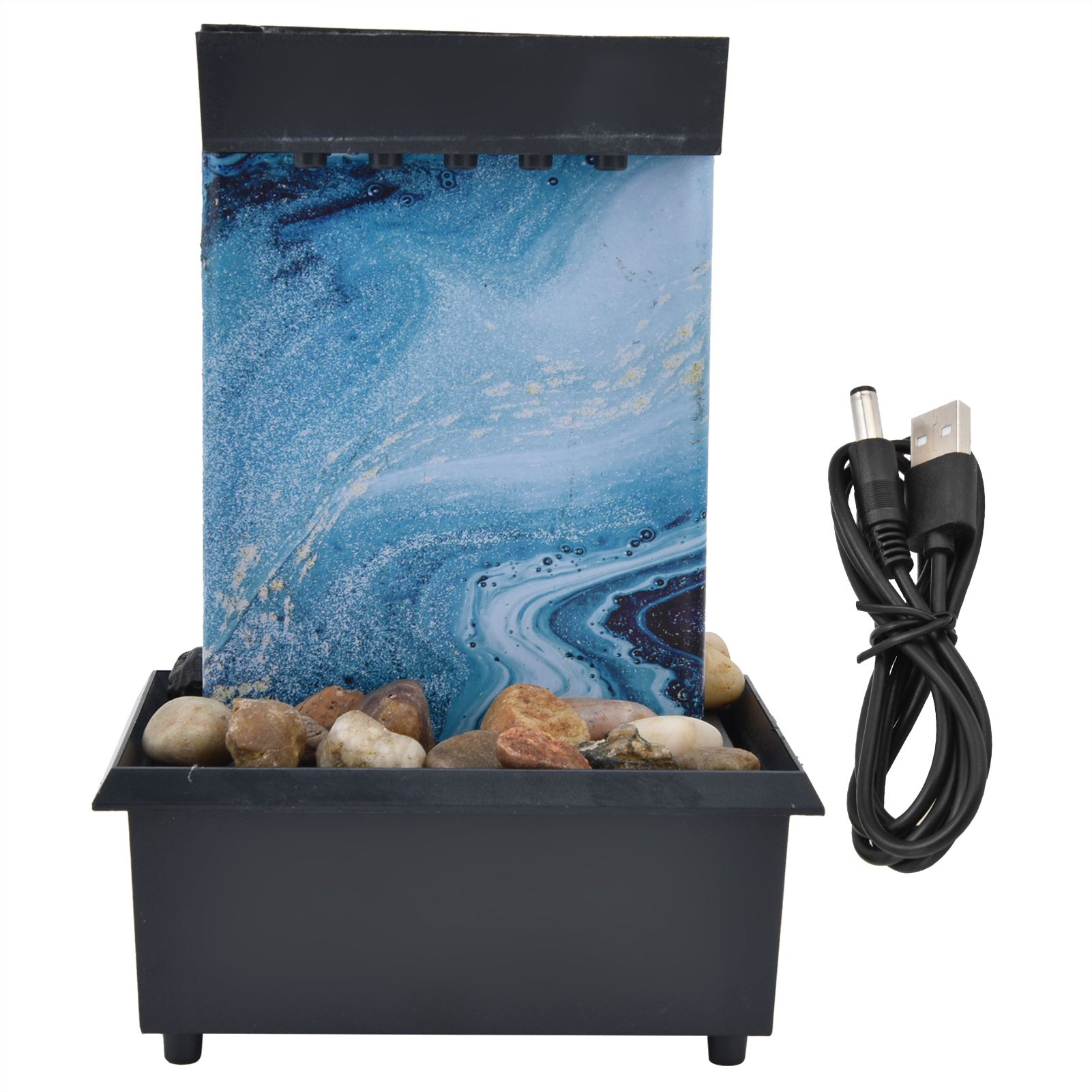 3V USB Marble Water Fountain Ornaments LED Tabletop Fountain with Stones for Home Office Table Decoration - Image 1