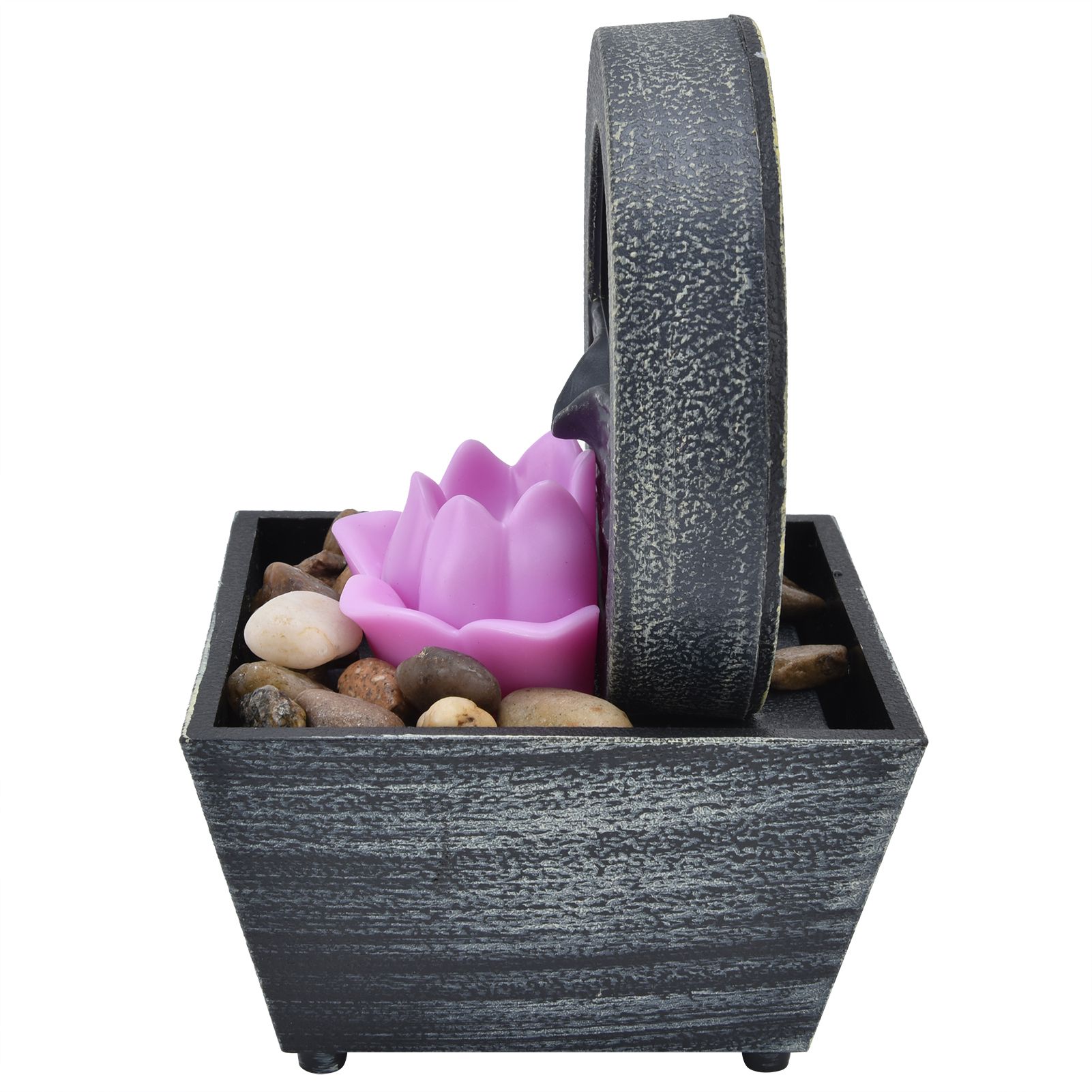 3V USB Plastic Flower Water Fountain LED Tabletop Fountain with Stones for Home Office Table Decoration - Image 5