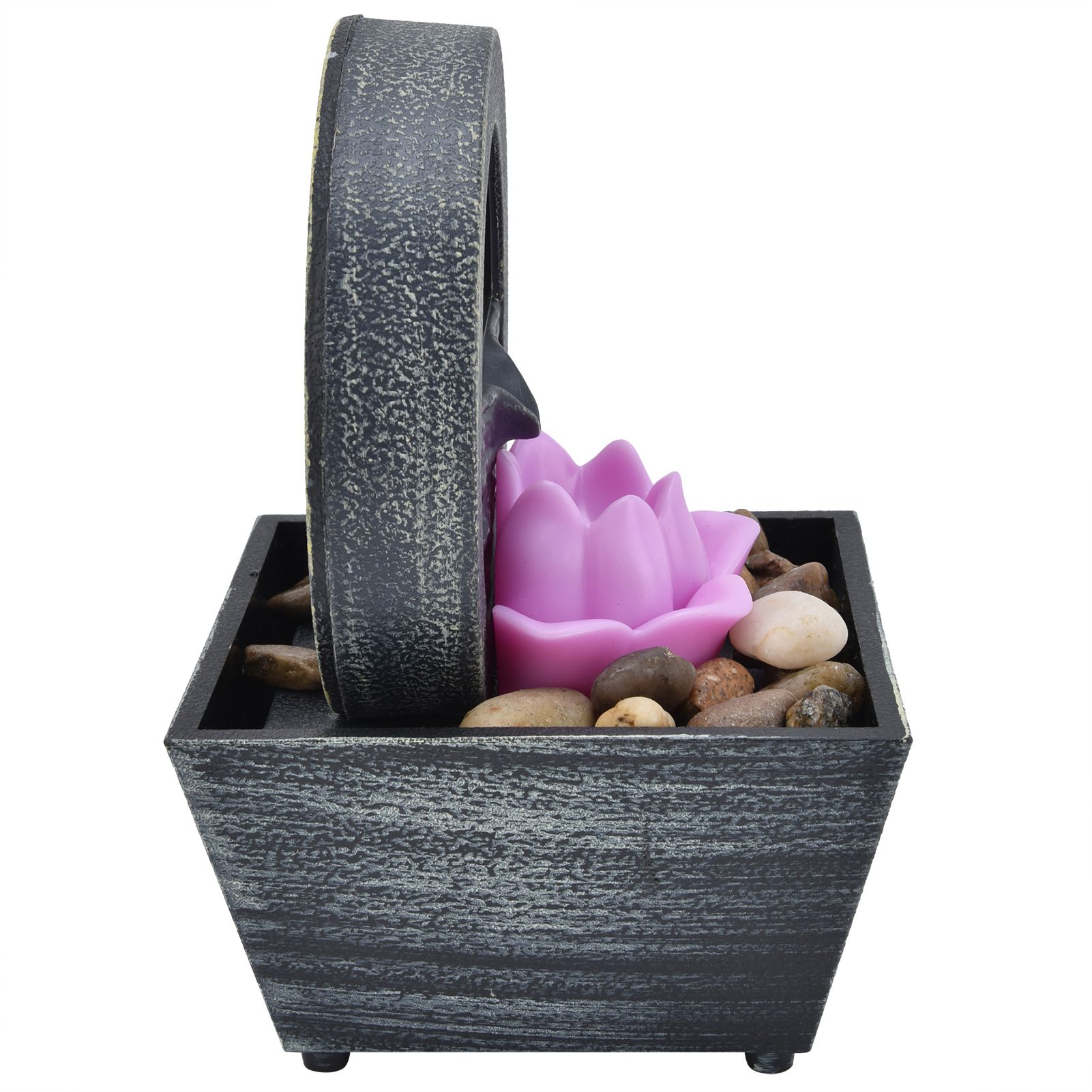 3V USB Plastic Flower Water Fountain LED Tabletop Fountain with Stones for Home Office Table Decoration - Image 8
