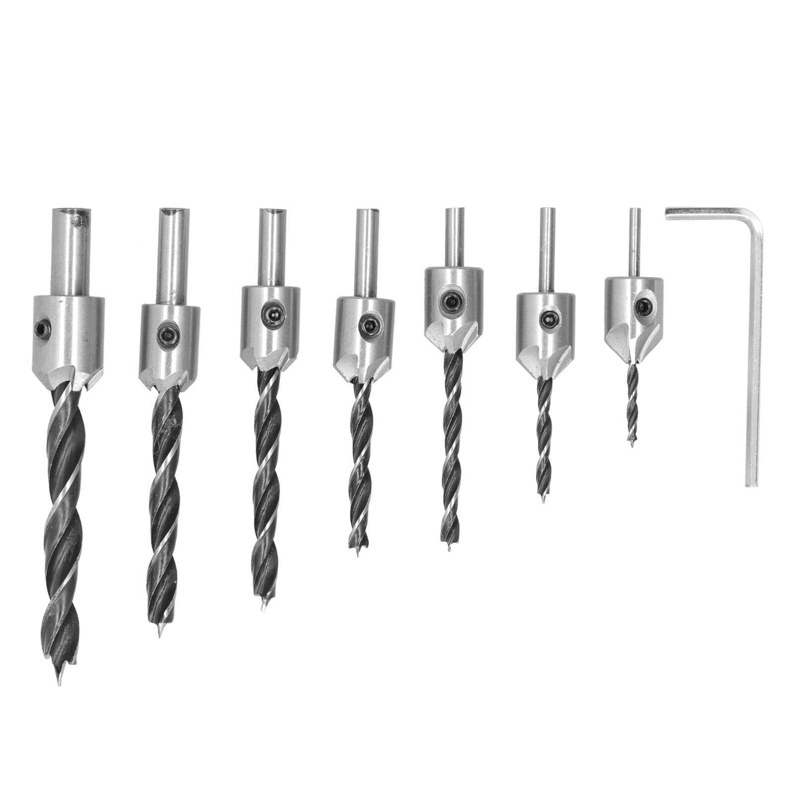 7Pcs Countersink Drill Bits Set Woodworking High Speed Steel Counter Sinker Drill Bit for Carpentry - Image 1