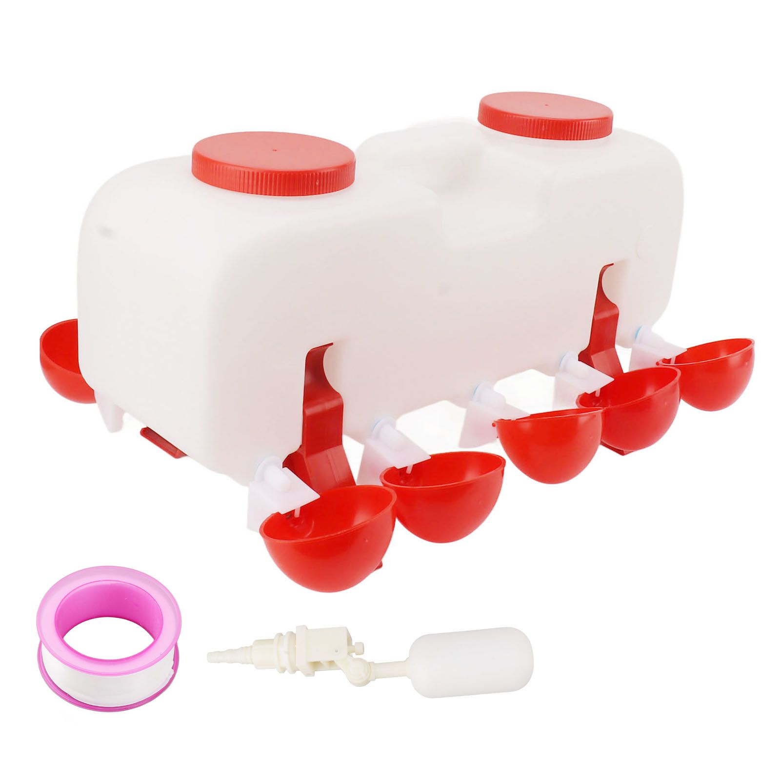 Automatic Chicken Waterer 10L Large Poultry Drinking Cups with 10pcs Bowls for Duck Goose - Image 1