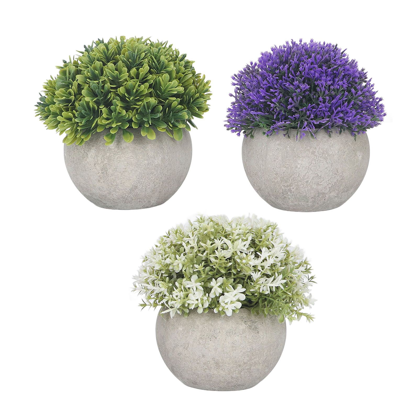 3PCS Artificial Potted Plant Fake Plants Realistic Round Base Long Lasting Easy Maintenance Simulated Decor for Home - Image 1
