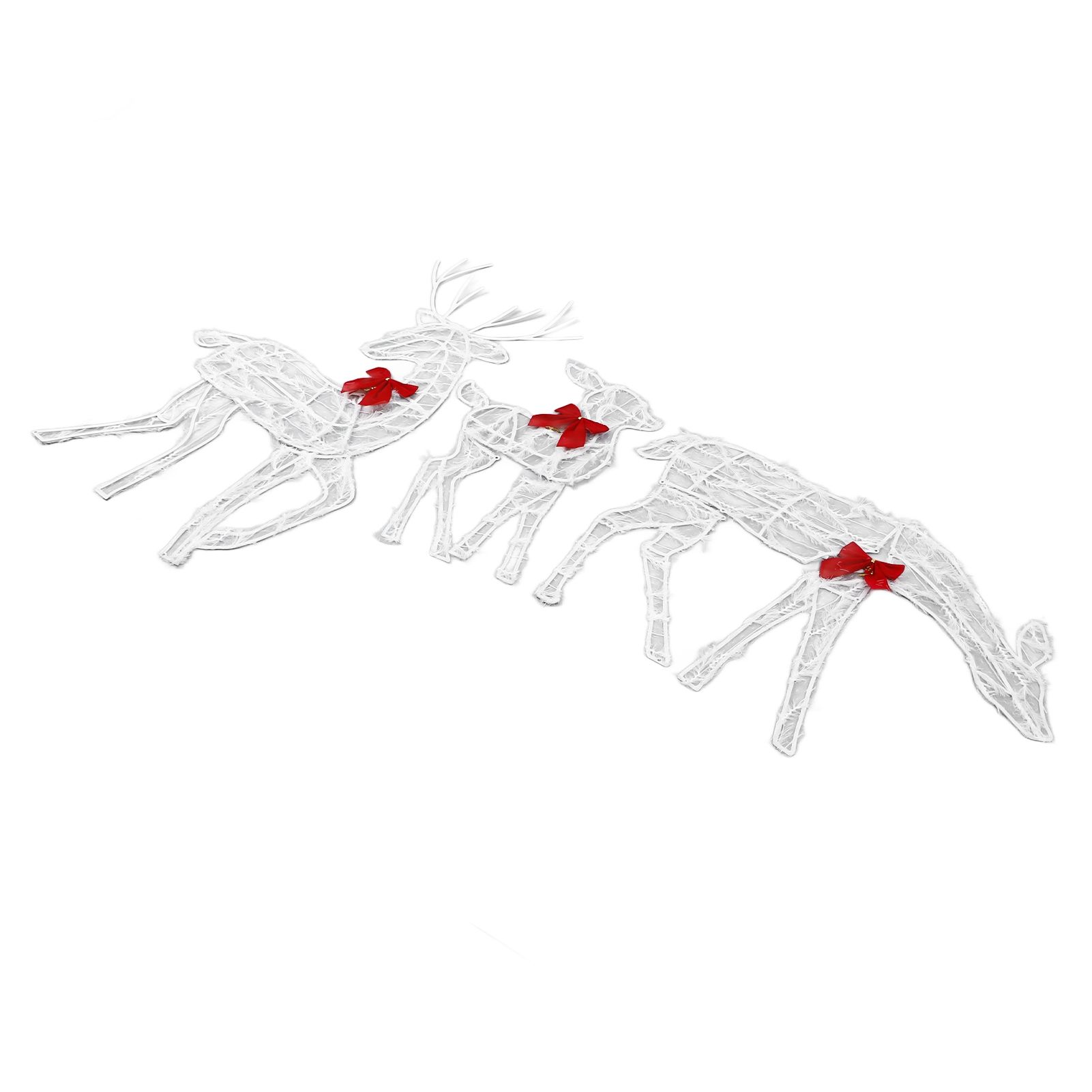3 Piece Lighted Christmas Deer Family Set Outdoor Yard Decoration with LED Lights Red Bows Mother Child Reindeer Garden Decor - Image 6