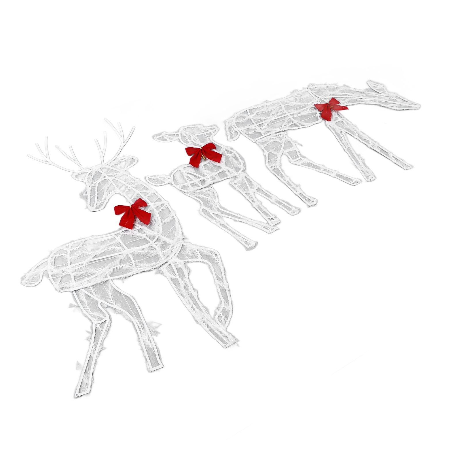 3 Piece Lighted Christmas Deer Family Set Outdoor Yard Decoration with LED Lights Red Bows Mother Child Reindeer Garden Decor - Image 7