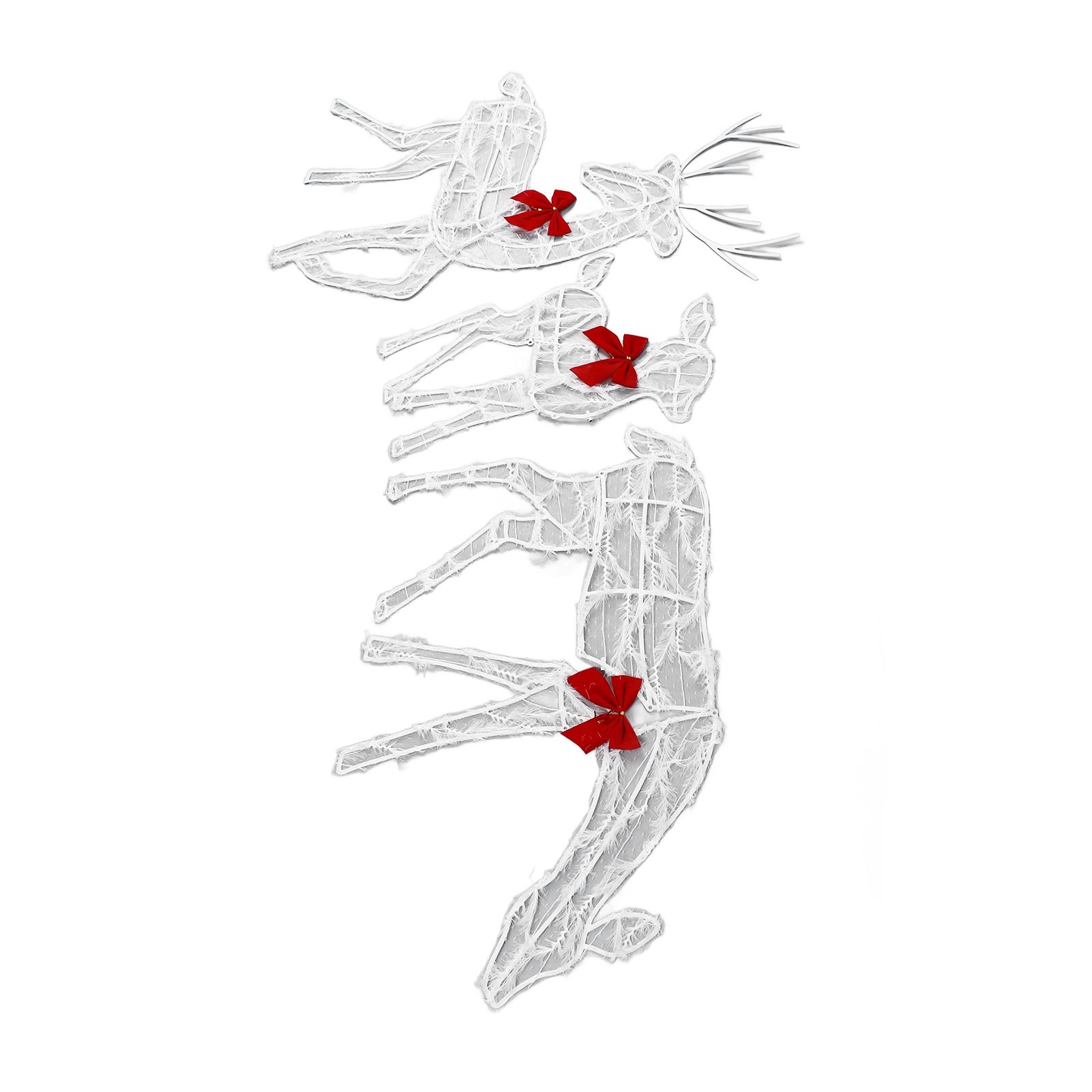 3 Piece Lighted Christmas Deer Family Set Outdoor Yard Decoration with LED Lights Red Bows Mother Child Reindeer Garden Decor - Image 8