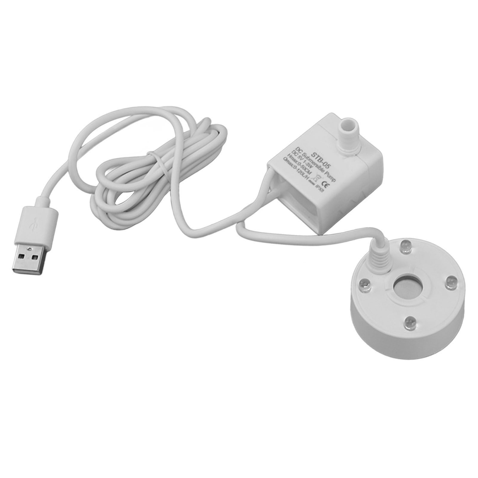 Mist Maker USB Fog Maker with Pump LED Colorful Lighting Fountain Atomizer Humidifier 5V Fog Machine for Pond Garden Office White - Image 6