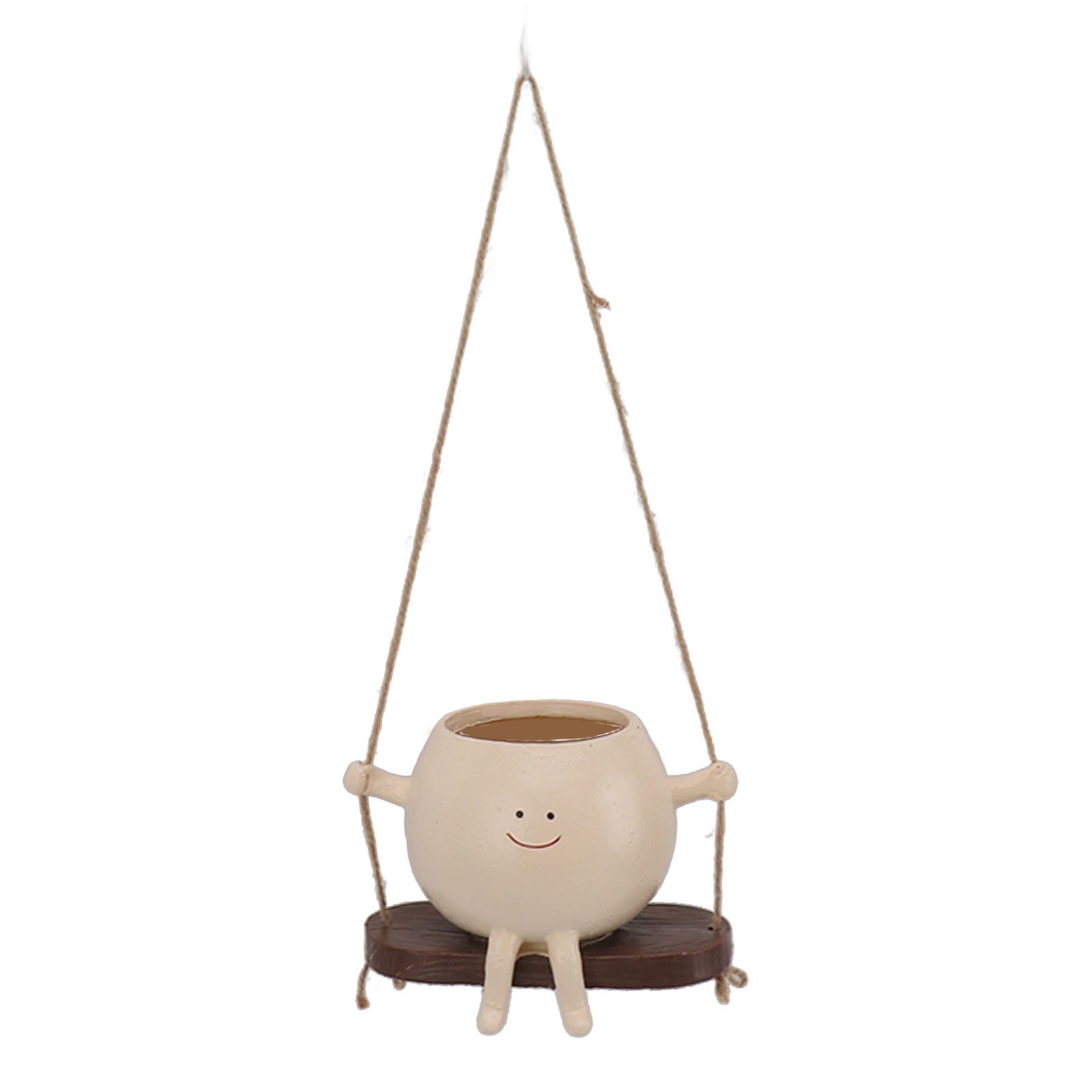 Swing Face Planter Pot Exquisite Lovely Unique Resin Hanging Planter with Rope for Plants Succulent - Image 1