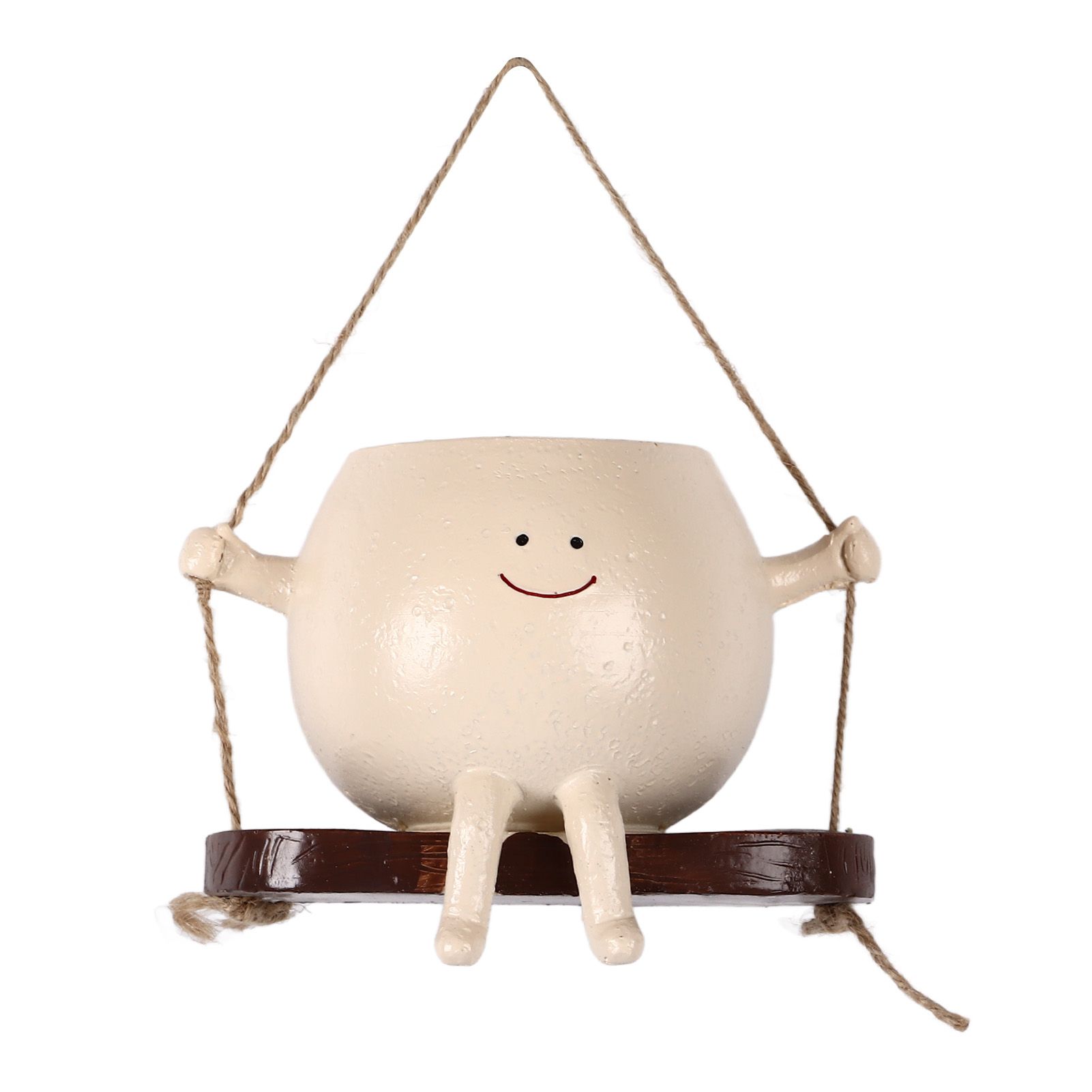 Swing Face Planter Resin Wall Hanging Head Planter Smiling Face Succulent Flower Pot for Indoor Outdoor Decoration - Image 1