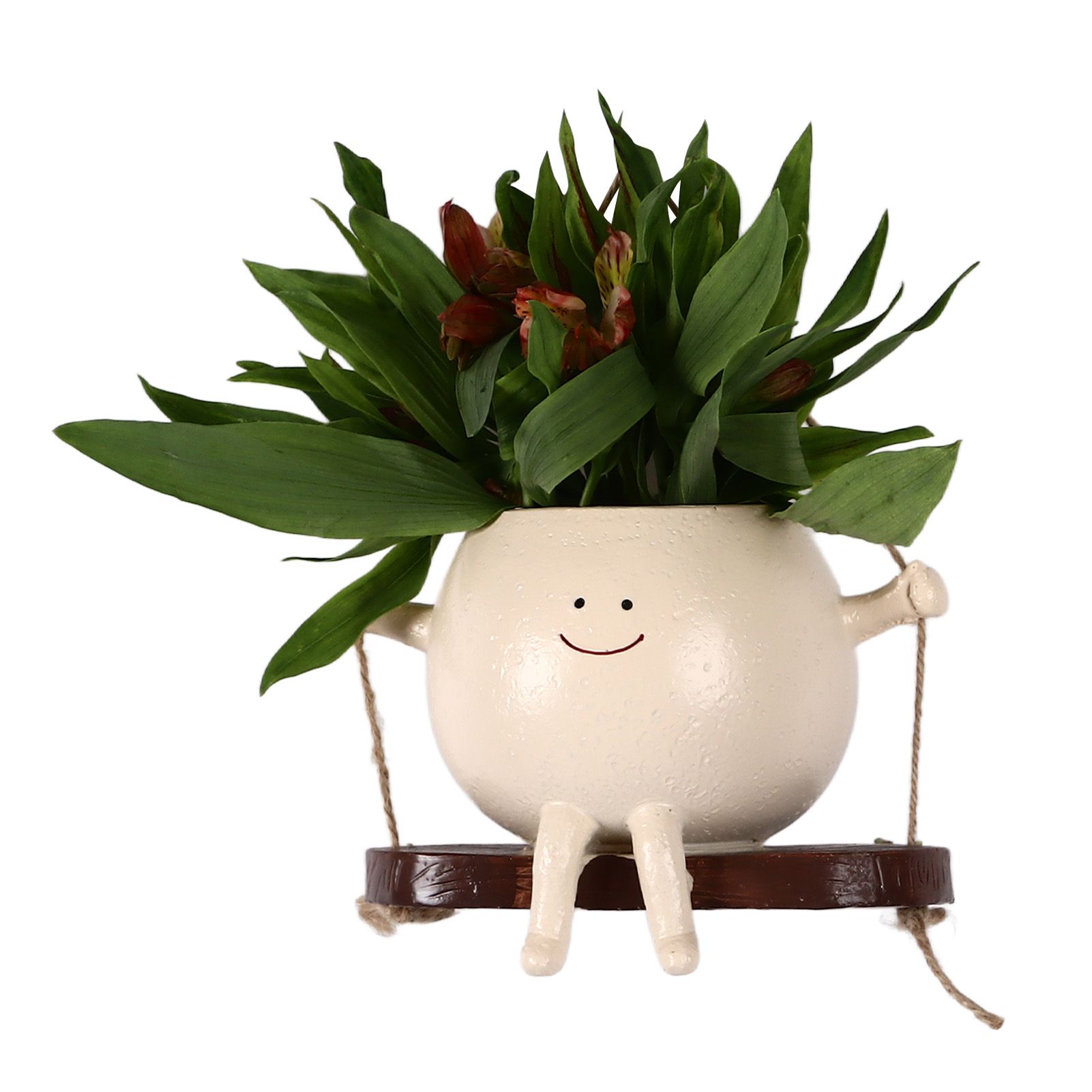 Swing Face Planter Resin Wall Hanging Head Planter Smiling Face Succulent Flower Pot for Indoor Outdoor Decoration - Image 8