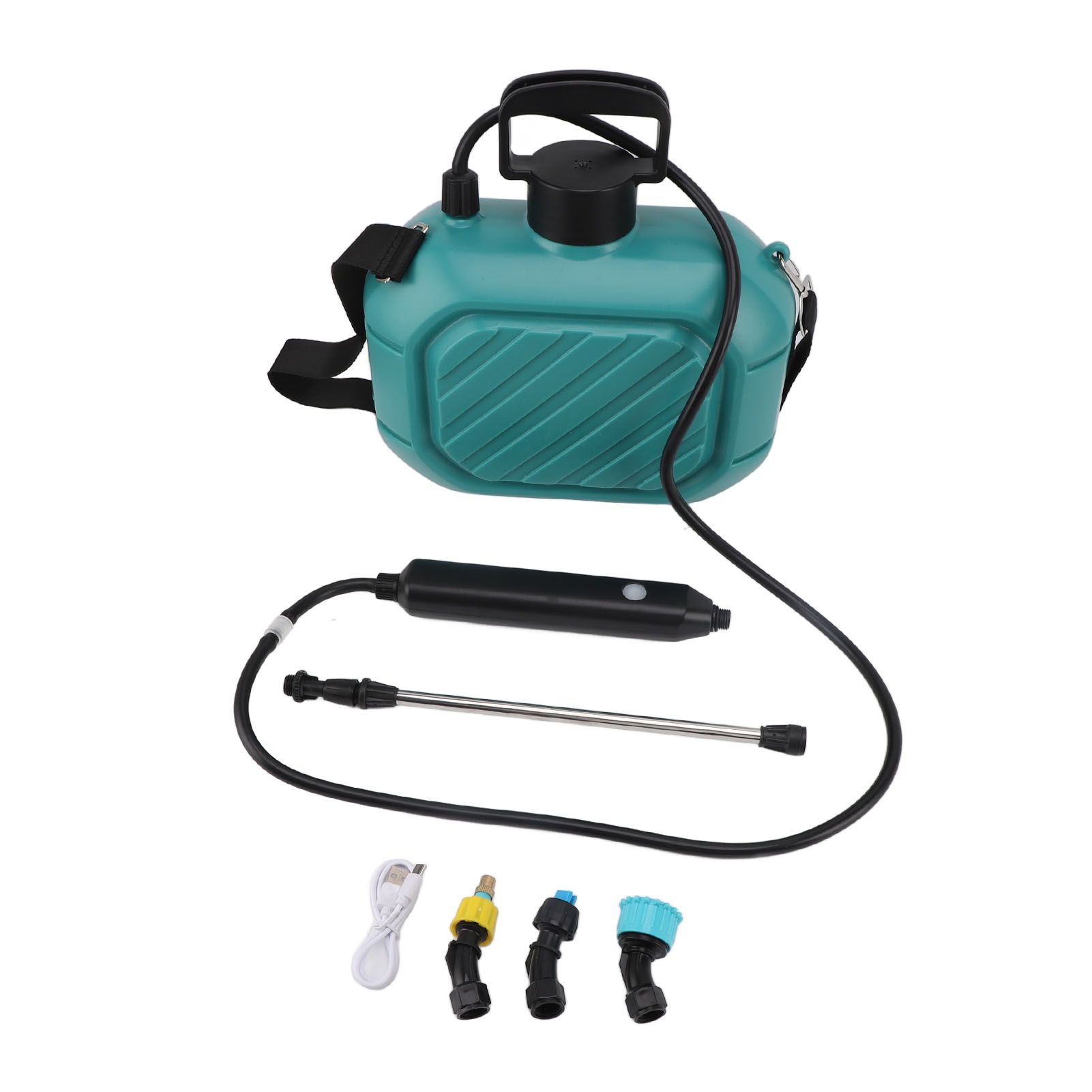 Battery Powered Sprayer 5L Rechargeable Portable Electric Garden Sprayer with Telescopic Wand and Shoulder Strap for Home Lawn Blue - Image 1