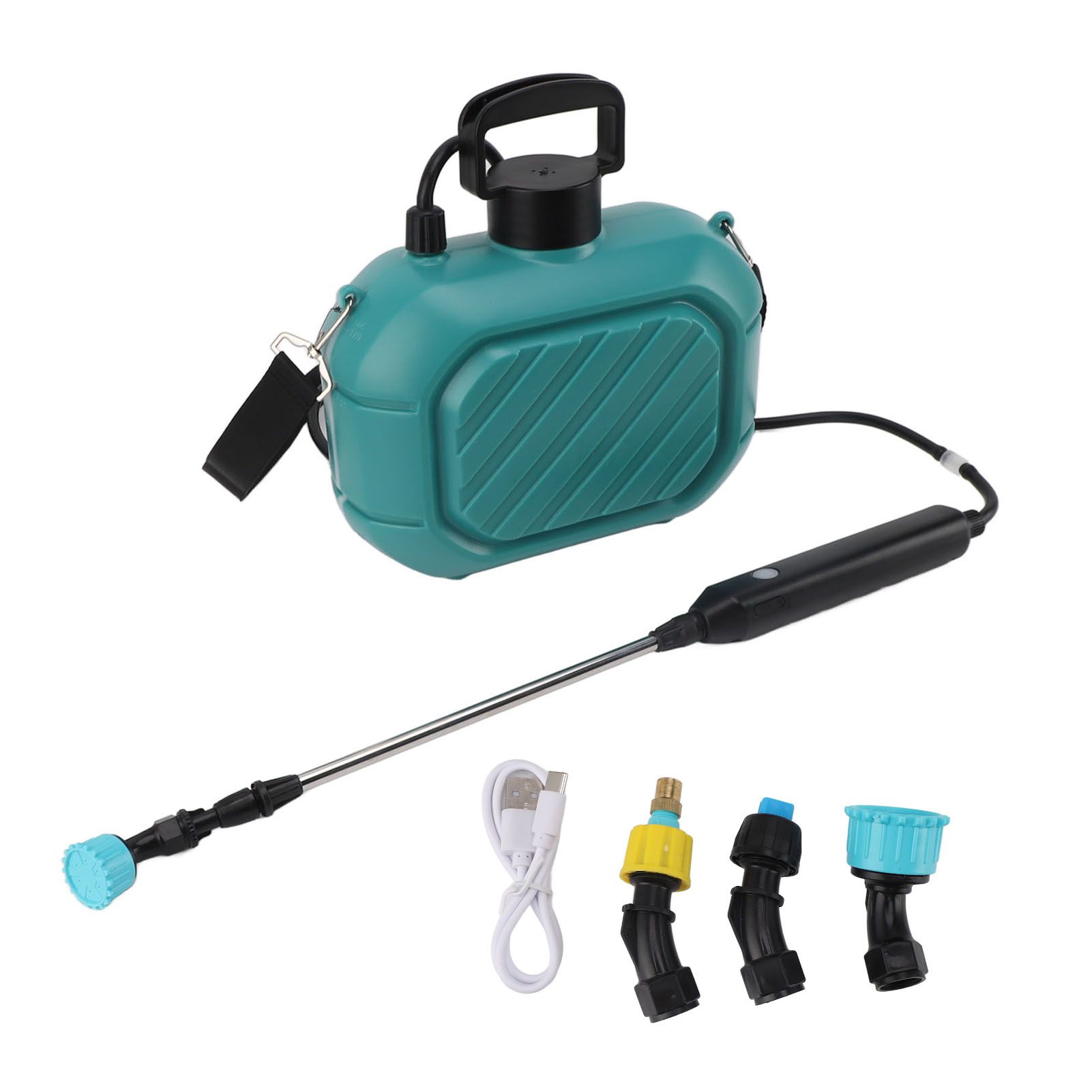 Battery Powered Sprayer 5L Rechargeable Portable Electric Garden Sprayer with Telescopic Wand and Shoulder Strap for Home Lawn Blue - Image 2