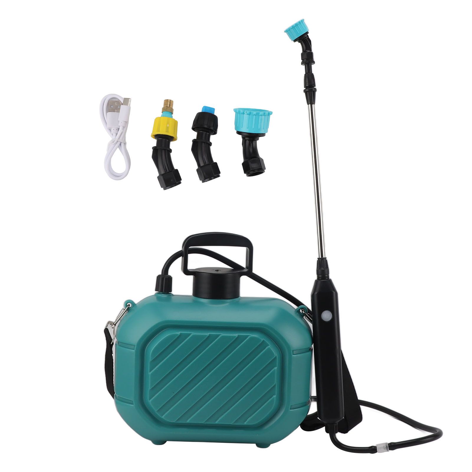 Battery Powered Sprayer 5L Rechargeable Portable Electric Garden Sprayer with Telescopic Wand and Shoulder Strap for Home Lawn Blue - Image 4