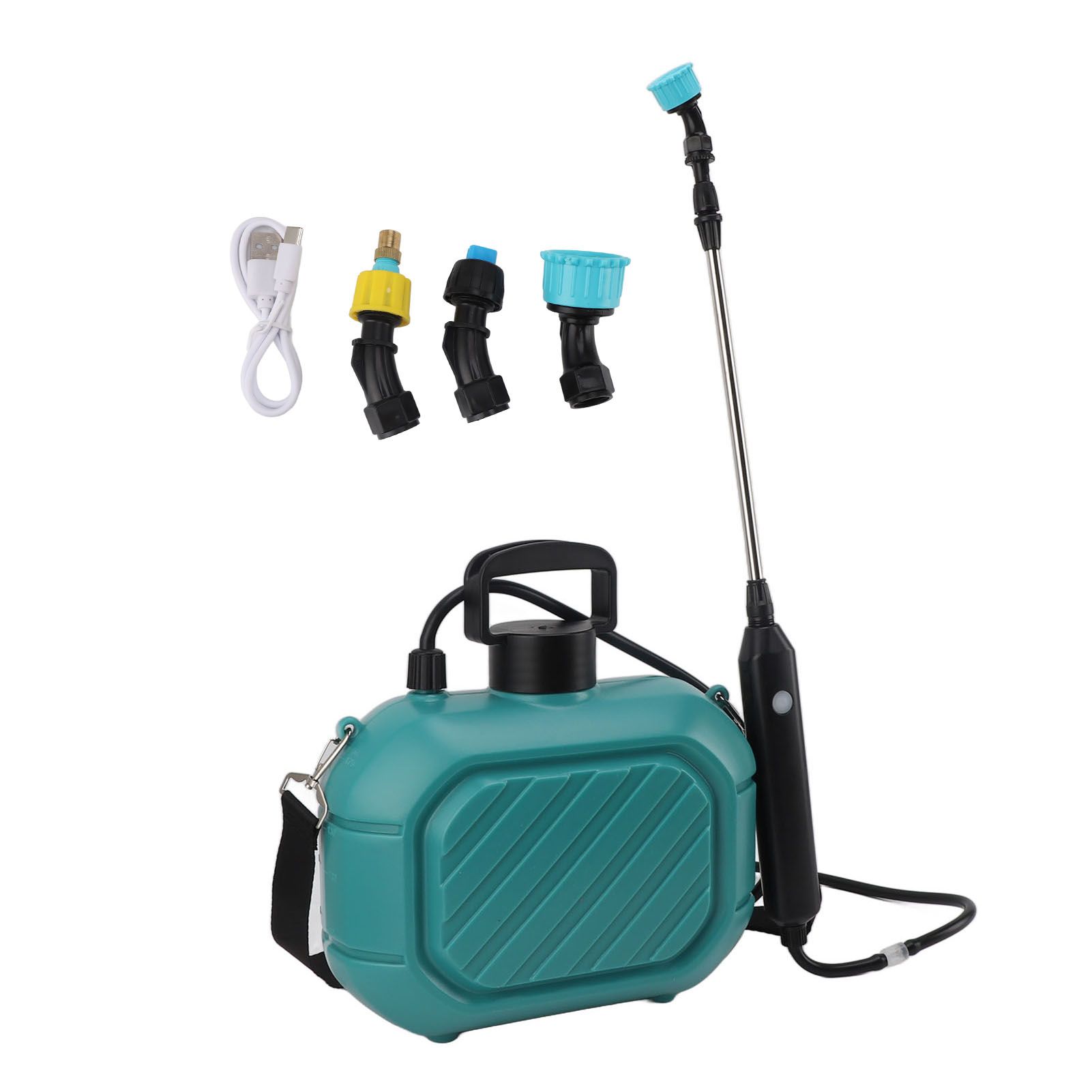 Battery Powered Sprayer 5L Rechargeable Portable Electric Garden Sprayer with Telescopic Wand and Shoulder Strap for Home Lawn Blue - Image 5