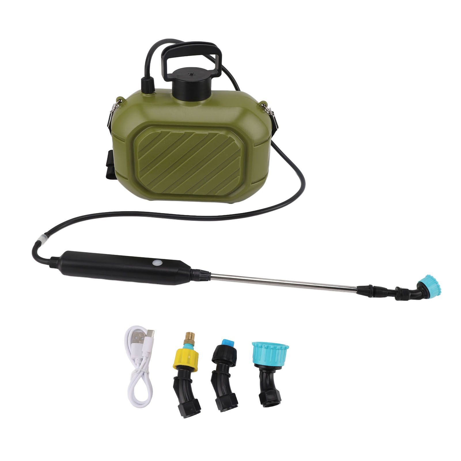 Battery Powered Sprayer 5L Rechargeable Portable Electric Garden Sprayer with Telescopic Wand and Shoulder Strap for Home Lawn Green - Image 1