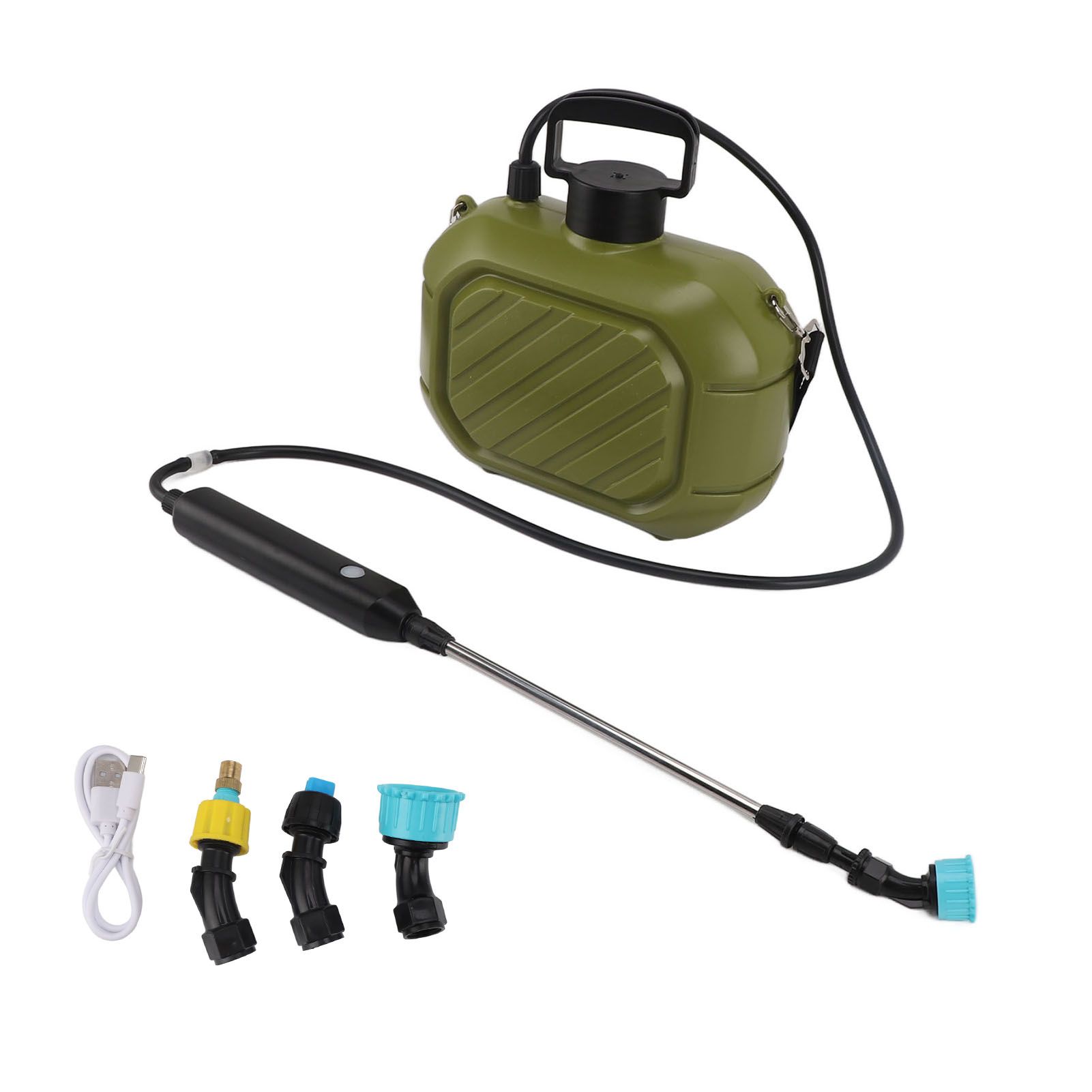 Battery Powered Sprayer 5L Rechargeable Portable Electric Garden Sprayer with Telescopic Wand and Shoulder Strap for Home Lawn Green - Image 2