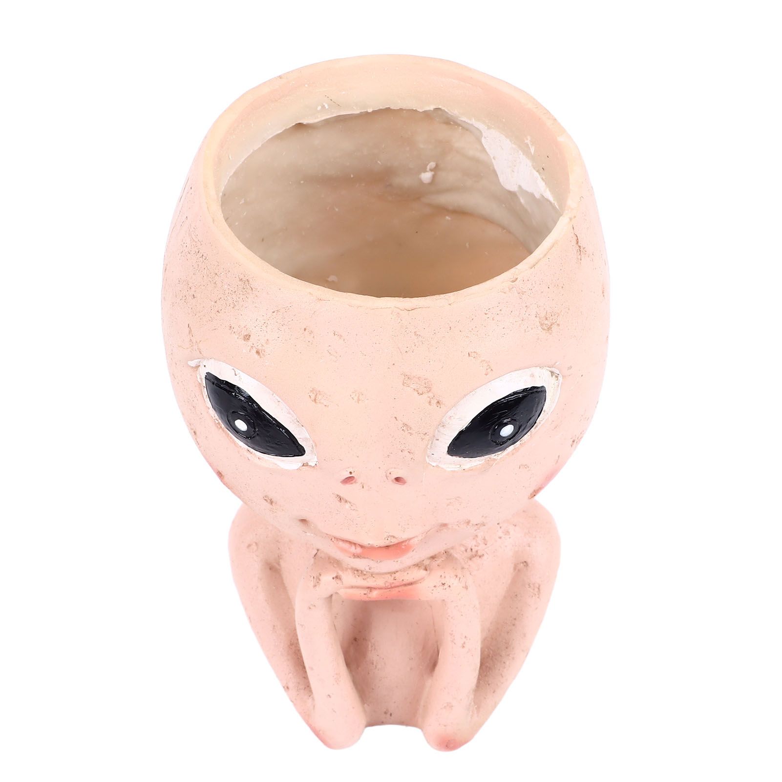 Head Planter Resin Unique Succulent Flower Pot Open Eyed Alien Face Planter Desktop Ornament with Drainage Hole for Indoor Outdoor Decoration - Image 6