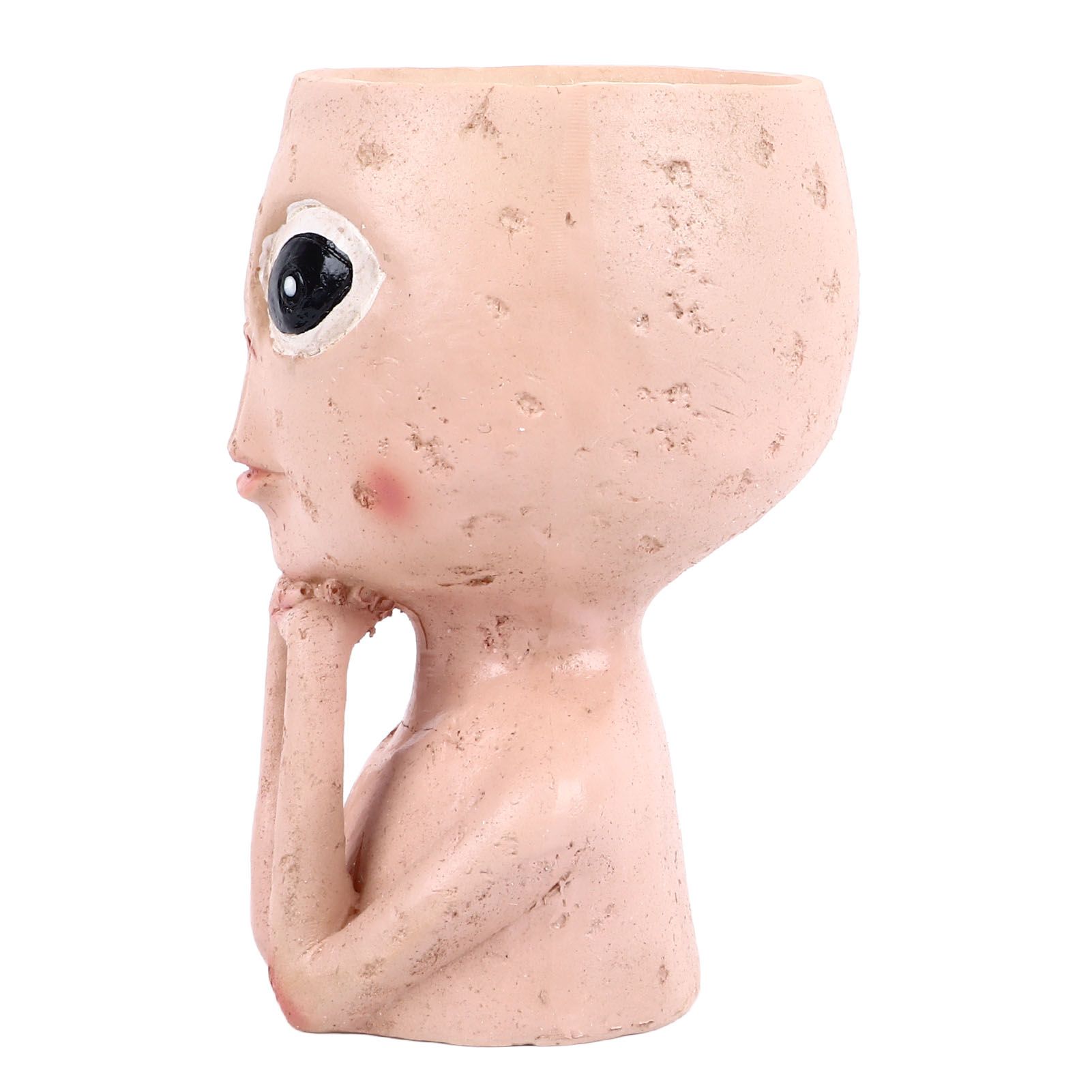Head Planter Resin Unique Succulent Flower Pot Open Eyed Alien Face Planter Desktop Ornament with Drainage Hole for Indoor Outdoor Decoration - Image 7
