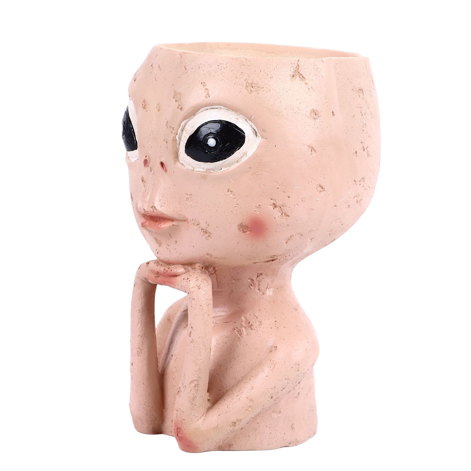Head Planter Resin Unique Succulent Flower Pot Open Eyed Alien Face Planter Desktop Ornament with Drainage Hole for Indoor Outdoor Decoration - Image 8