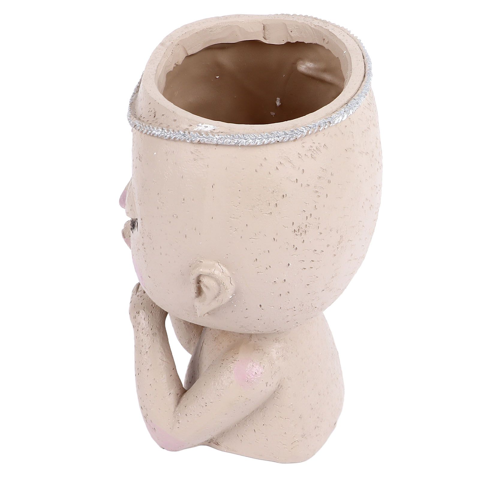 Face Flower Pot Head Planter Pot Succulent Planter Cute Resin Cactus Planter with Closed Eyes Indoor Outdoor Use - Image 3