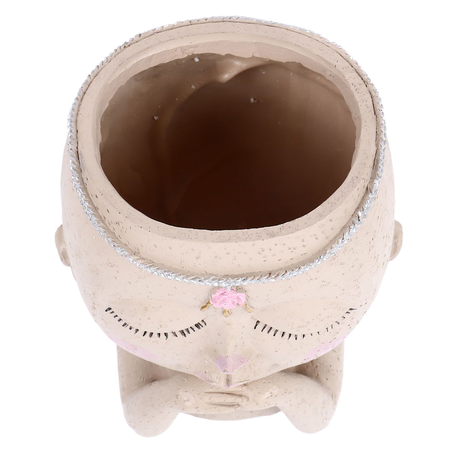 Face Flower Pot Head Planter Pot Succulent Planter Cute Resin Cactus Planter with Closed Eyes Indoor Outdoor Use - Image 6