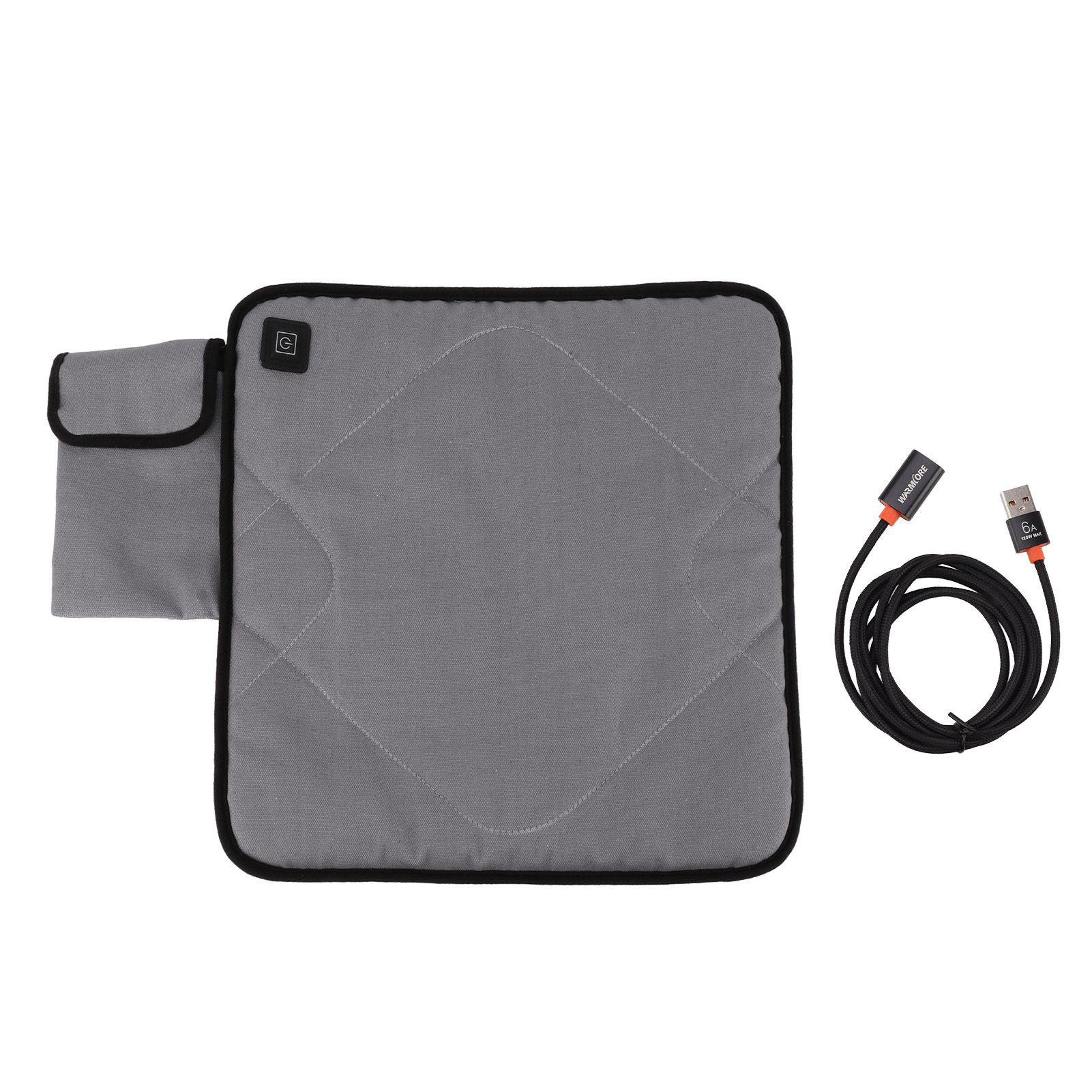 Portable Heated Seat Cushion USB Heated Seat Cushion Adjustable Temperature Heated Chair Cushion for Fishing Camping Light Gray - Image 1