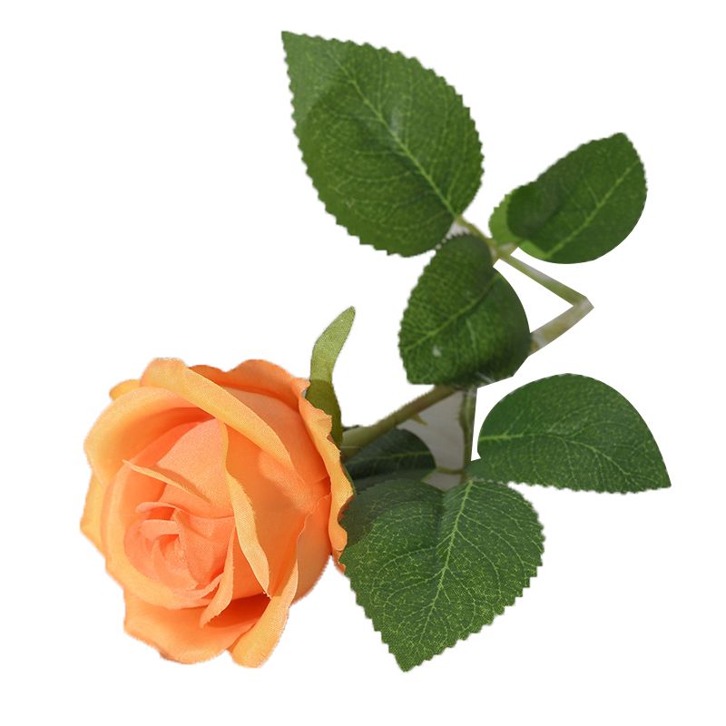 Simulated Silk Flowers Roses Home Living Room Simulation Flowers Decorative Ornaments Artificial Single Silk Flowers Roses Orange - Image 1