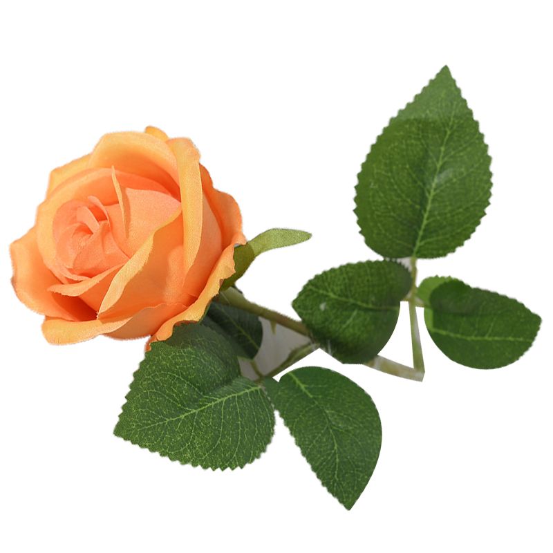 Simulated Silk Flowers Roses Home Living Room Simulation Flowers Decorative Ornaments Artificial Single Silk Flowers Roses Orange - Image 2
