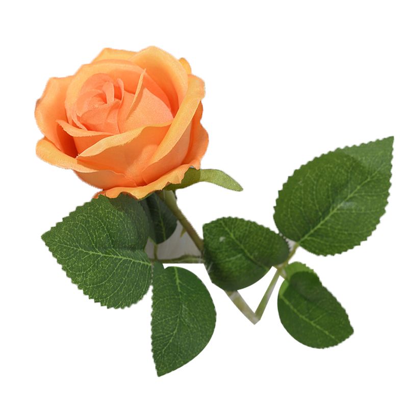 Simulated Silk Flowers Roses Home Living Room Simulation Flowers Decorative Ornaments Artificial Single Silk Flowers Roses Orange - Image 3